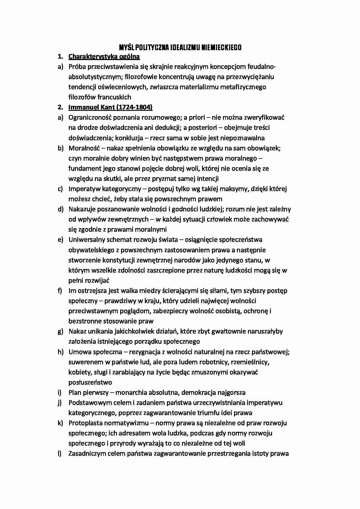 Myśl polityczna idealizmu niemieckiego  - strona 1