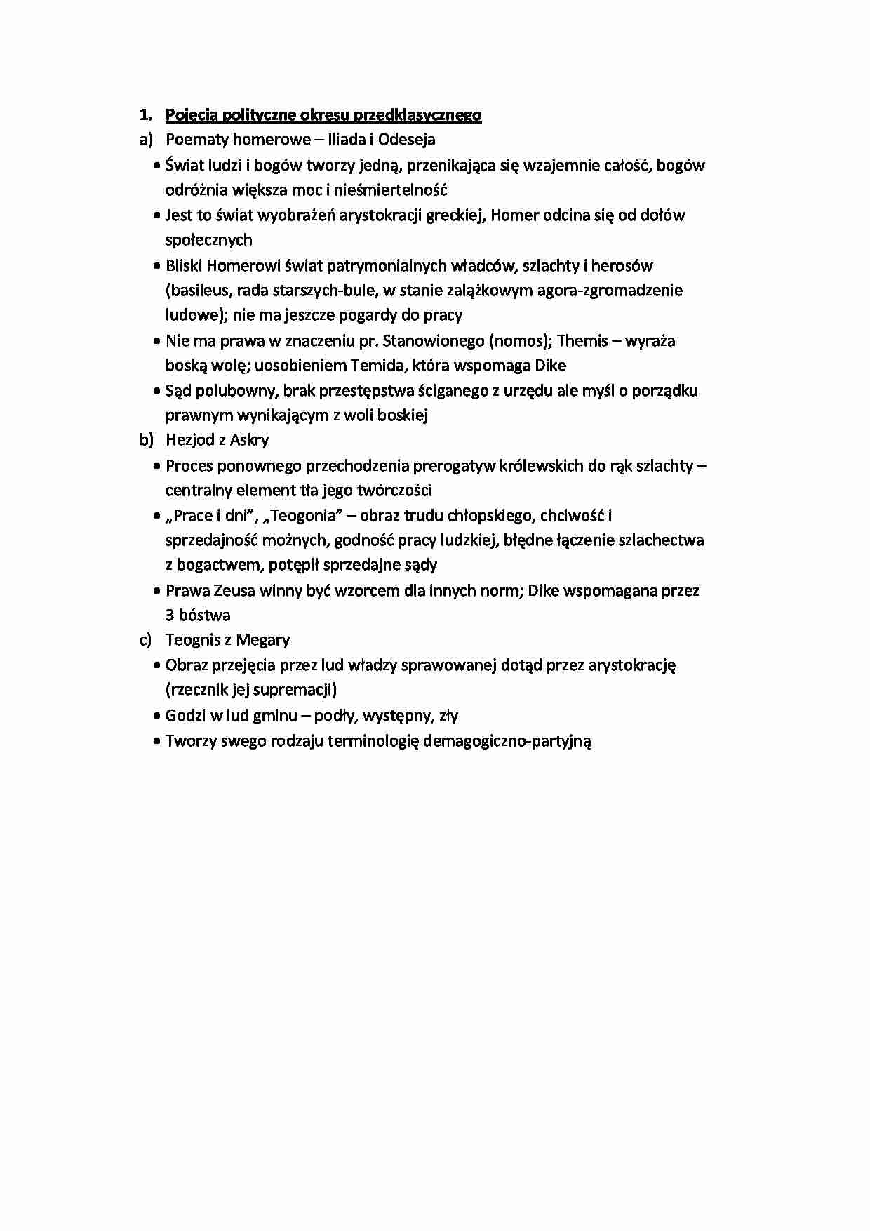 Pojęcia polityczne okresu przedklasycznego - strona 1