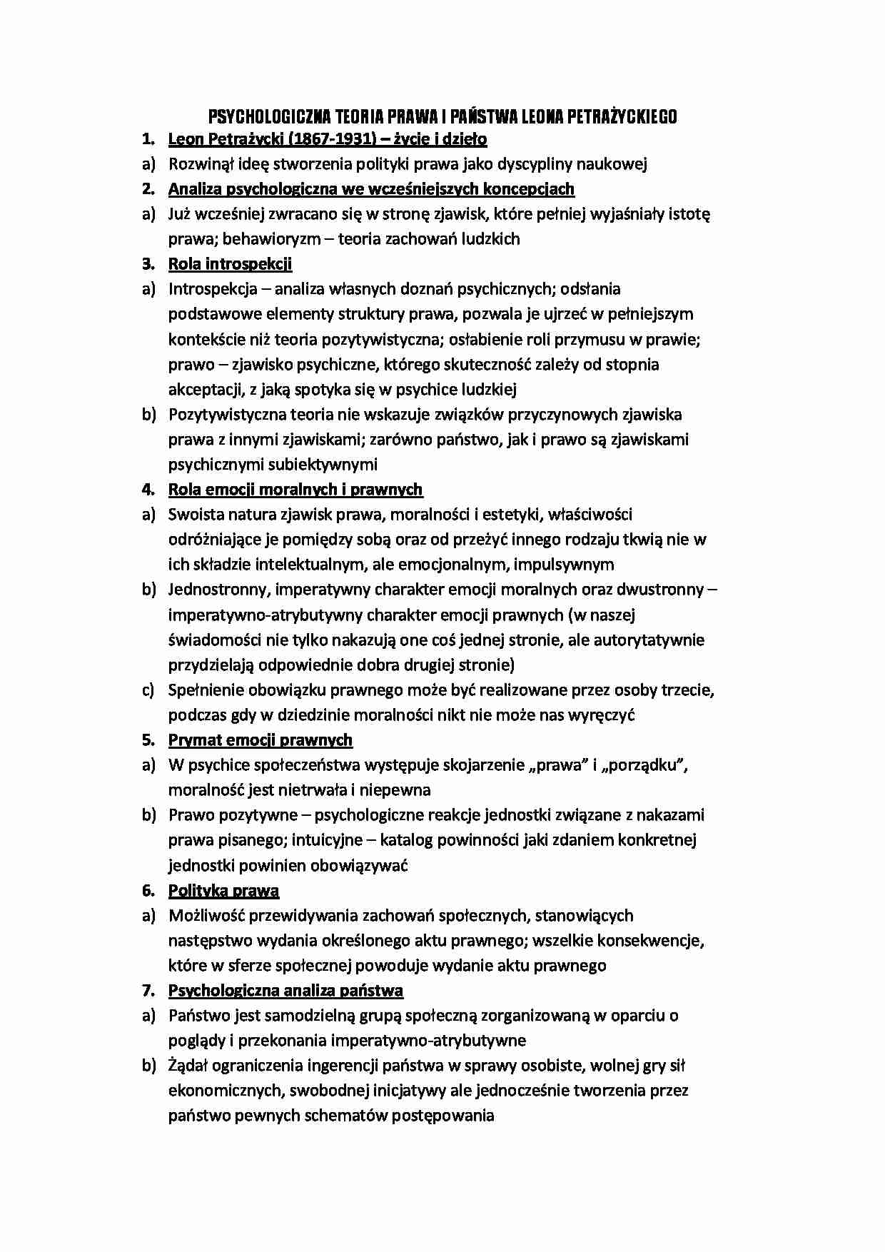 Psychologiczna teoria prawa i państwa Leona Perażyckiego - strona 1