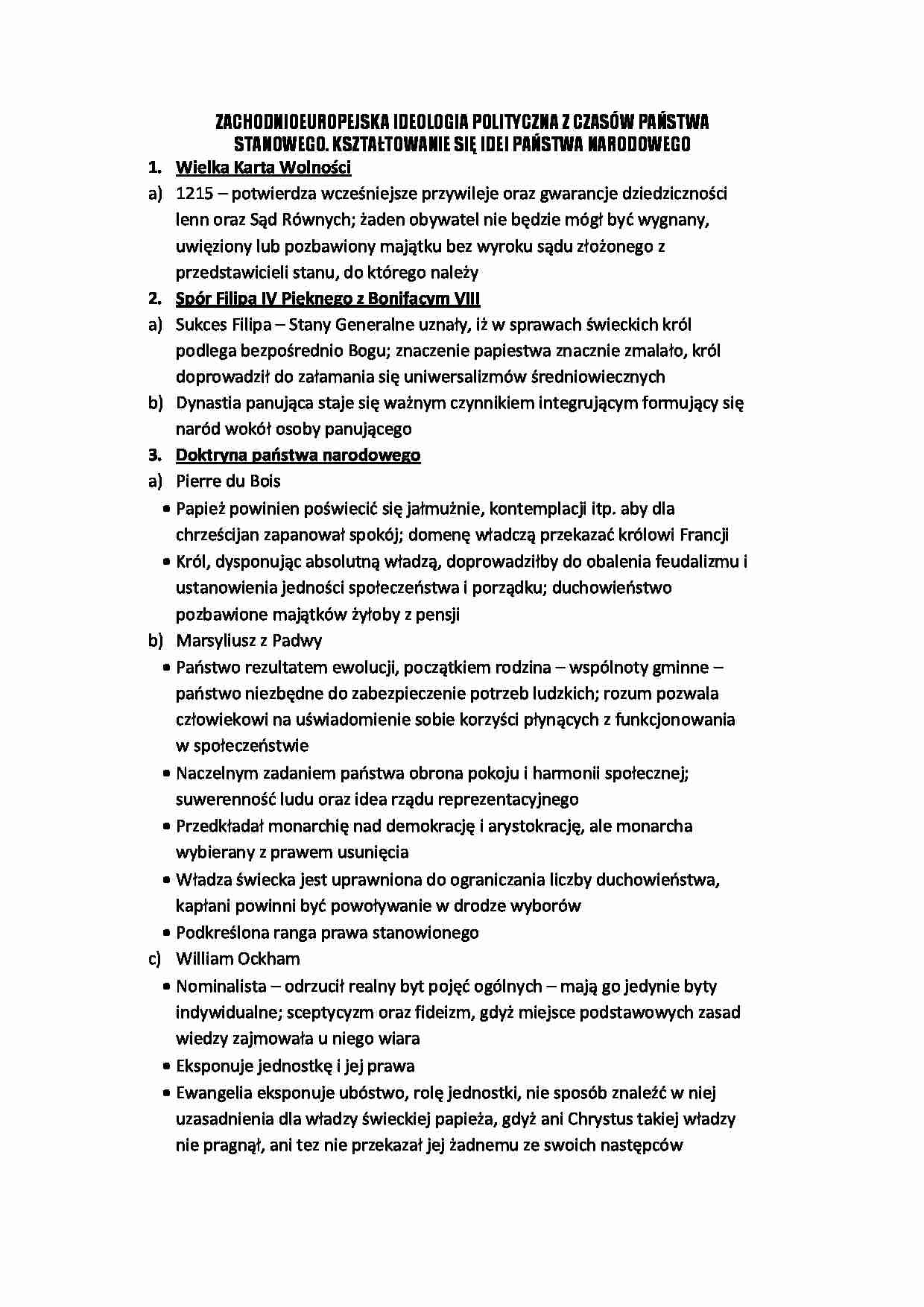 Zachodnioeuropejska ideologia polityczna z czasów państwa stanowego  - strona 1