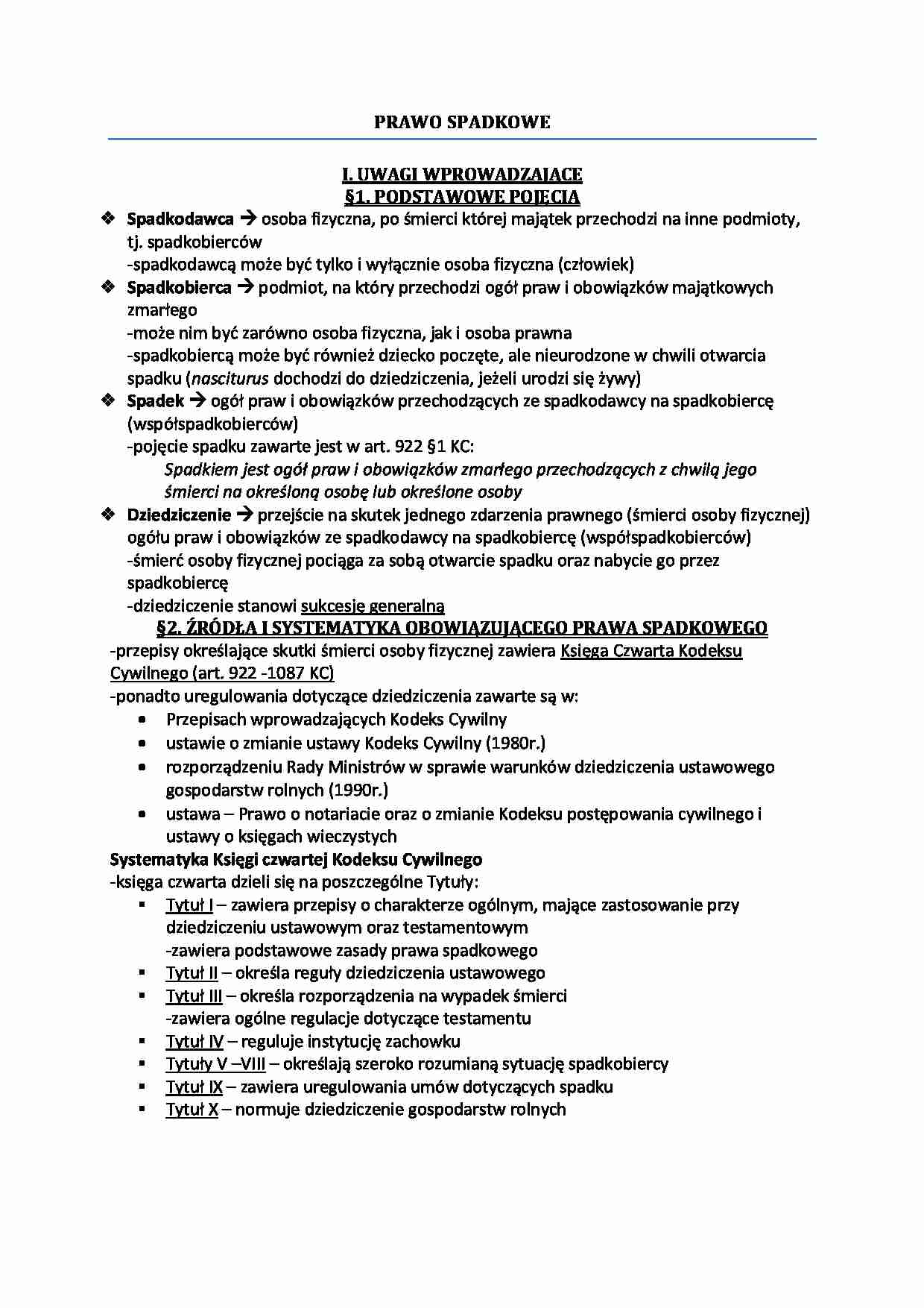 Prawo spadkowe - wstęp - strona 1