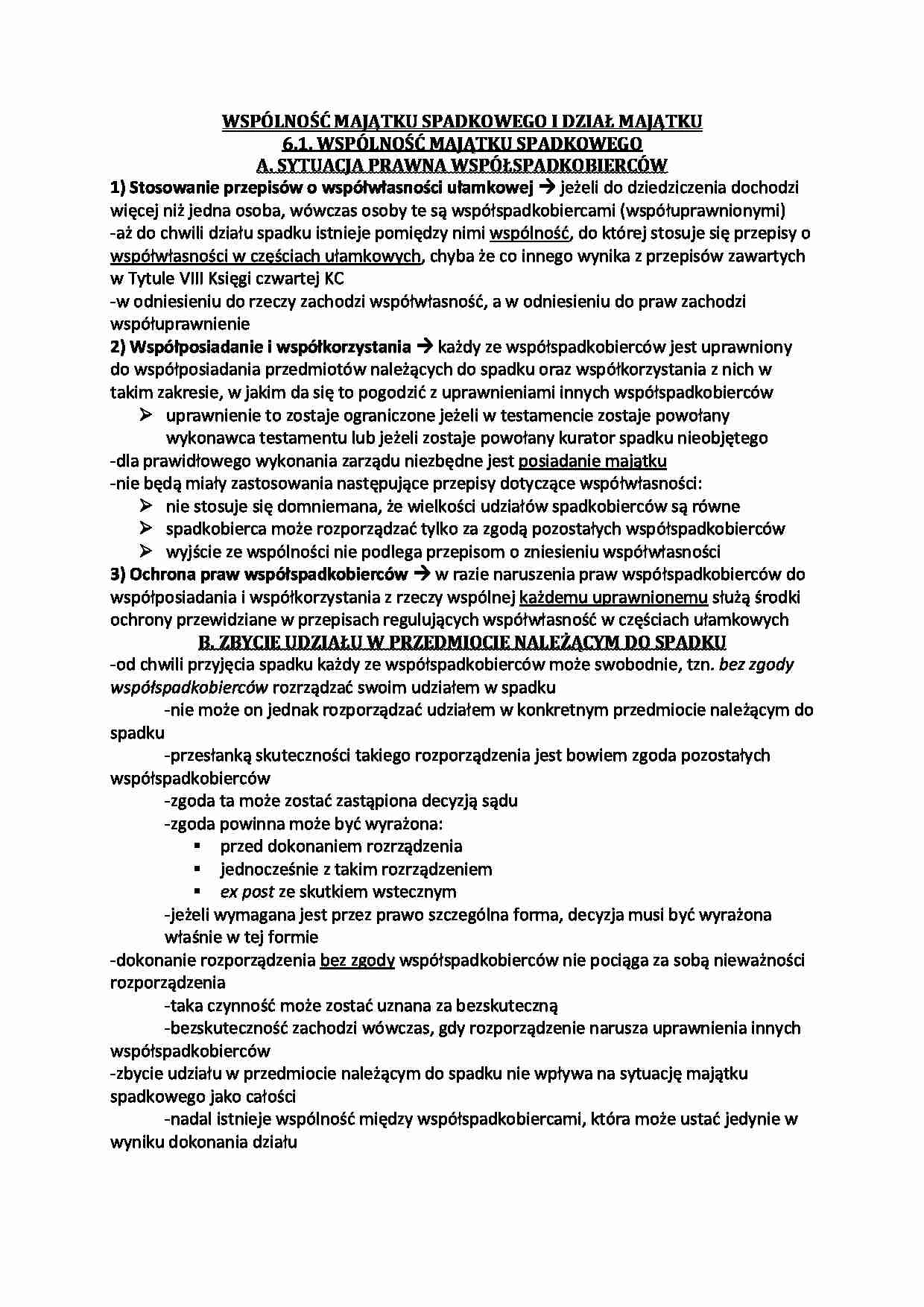 Wspólność majątku spadkowego i dział majątku  - strona 1