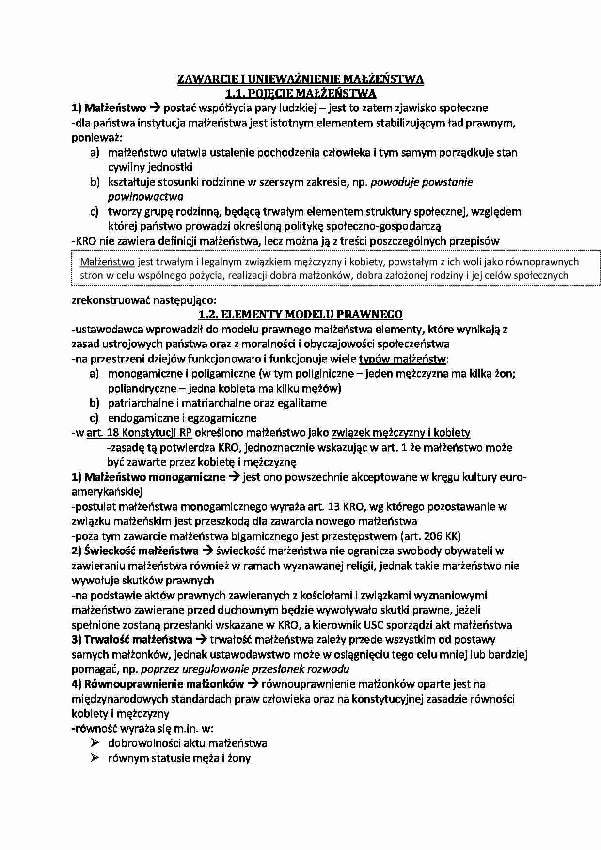 Zawarcie i unieważnienie małżeństwa  - strona 1