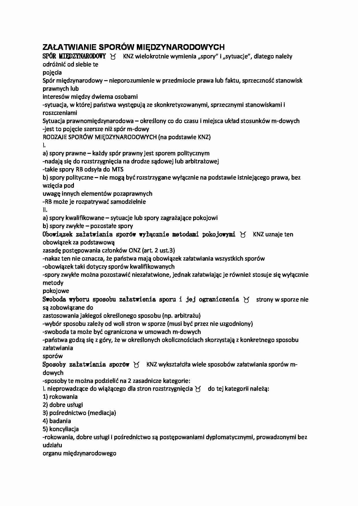 Załatwianie sporów międzynarodowych  - strona 1