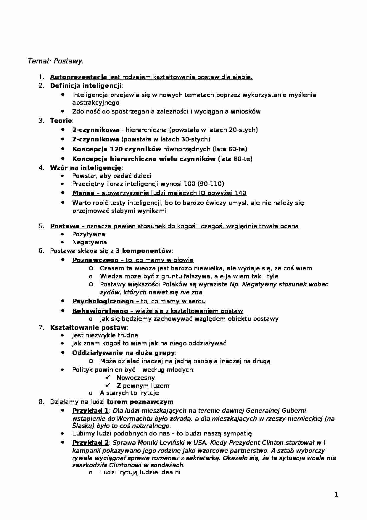 Psychologia - pojęcie postaw - strona 1