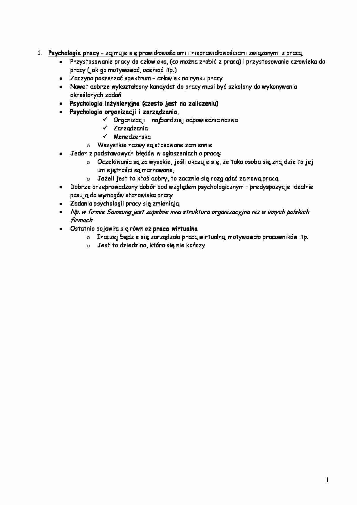 Psychologia - psychologia pracy - strona 1
