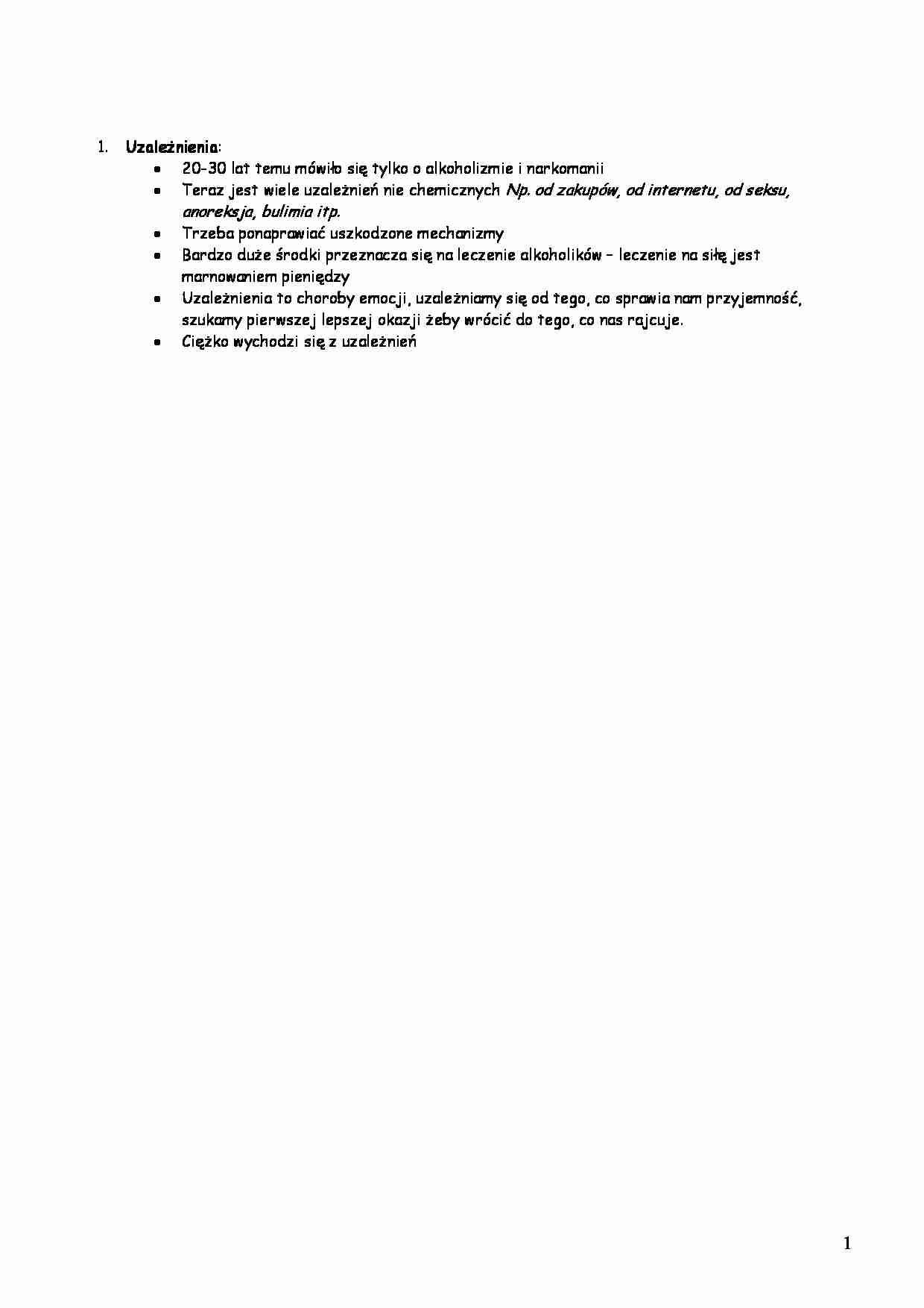 Psychologia - pojęcie uzależnienia - strona 1