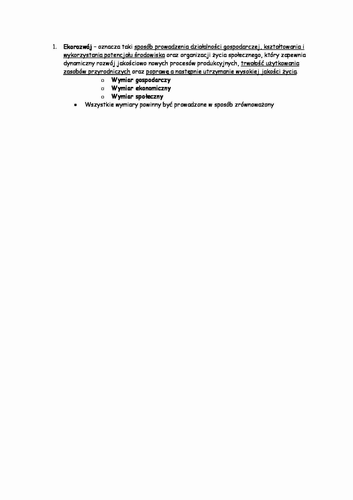 Ekologistyka - pojęcie ekorozwoju - strona 1