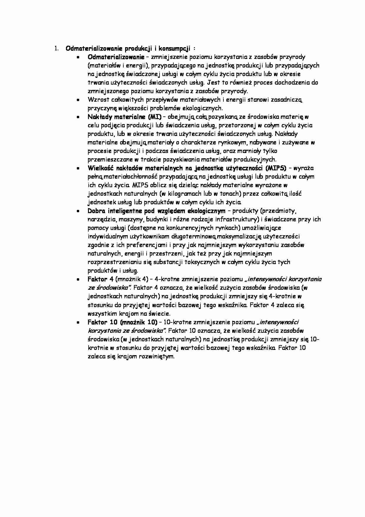 Odmaterializowanie produkcji i konsumpcji - strona 1