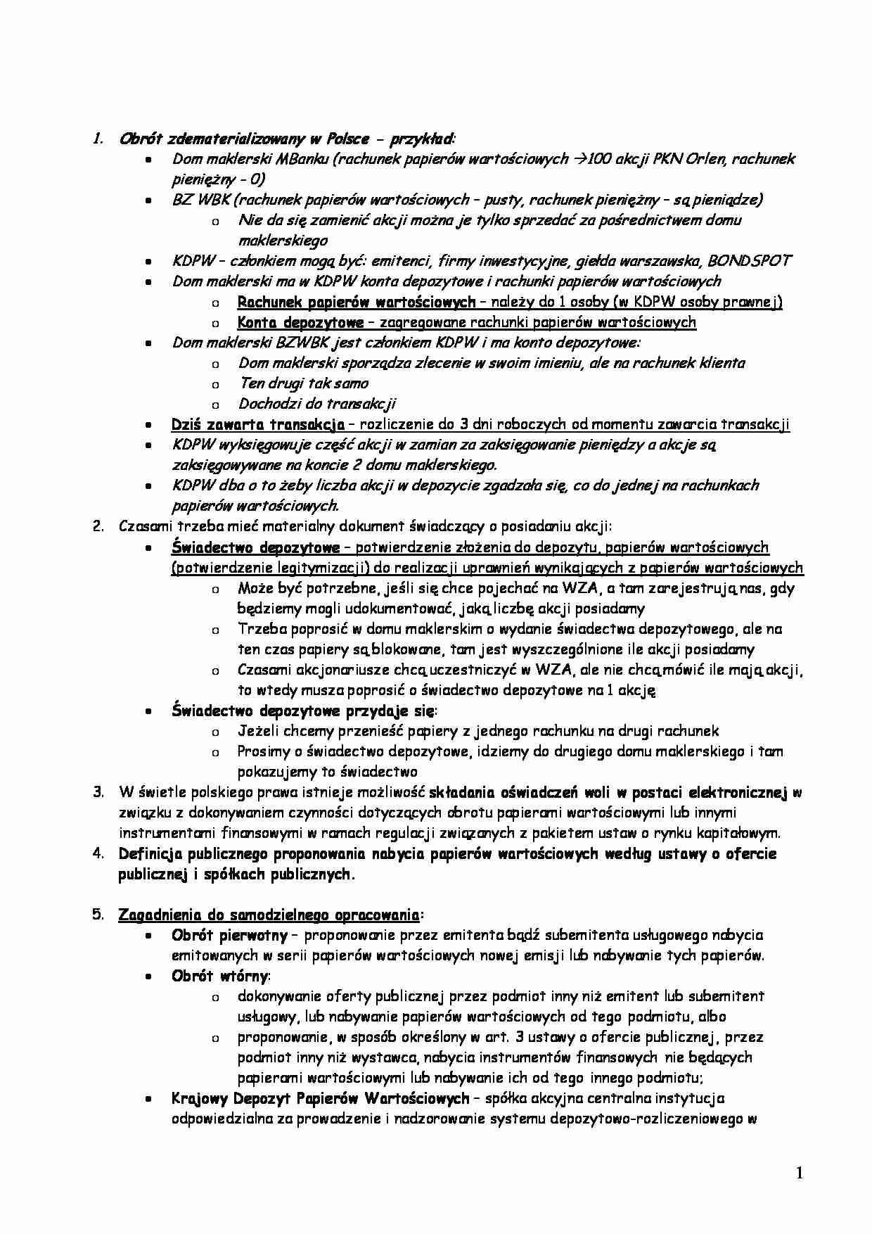 Obrót zdematerializowany w Polsce - strona 1