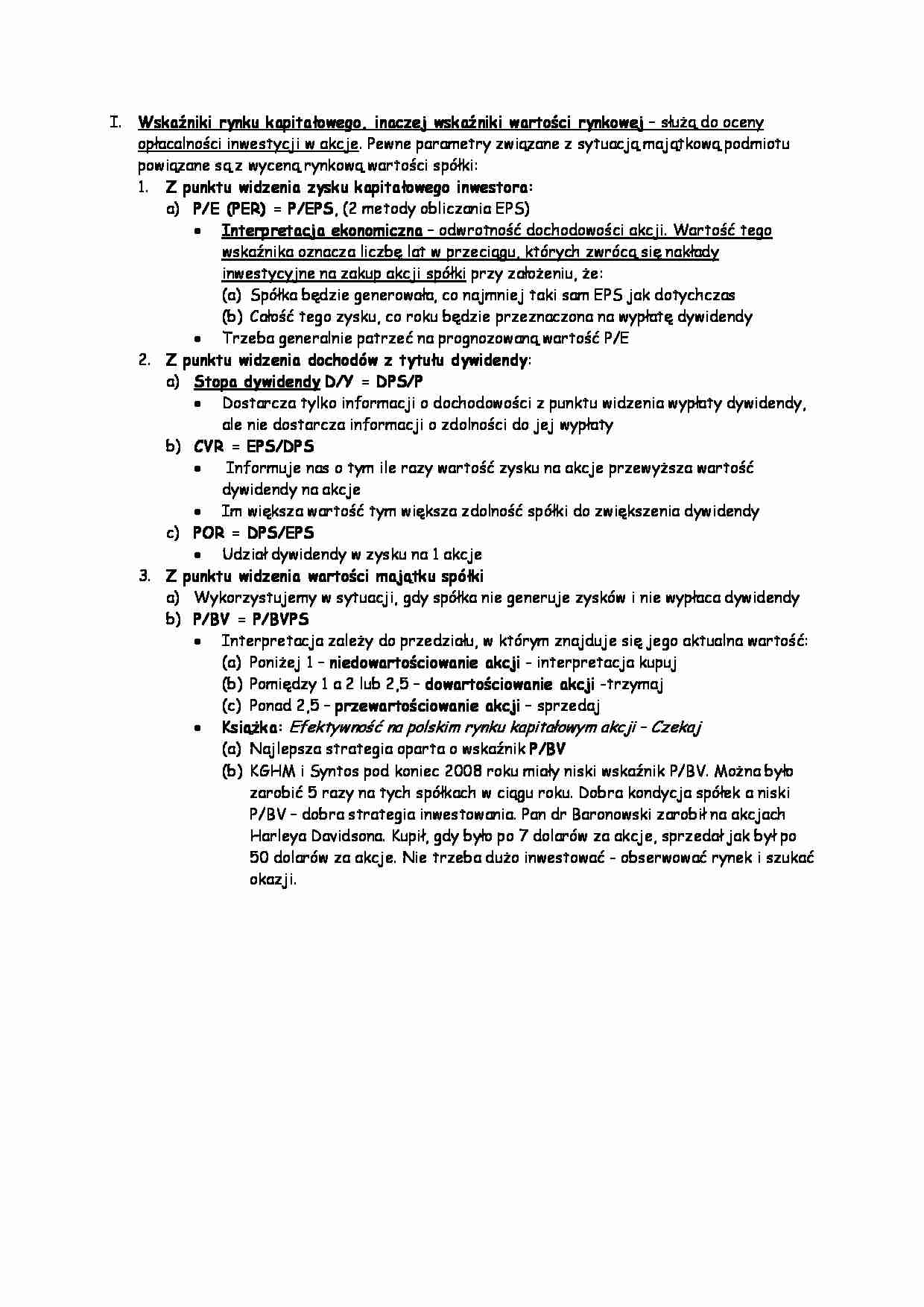 Wskaźniki rynku kapitałowego - strona 1