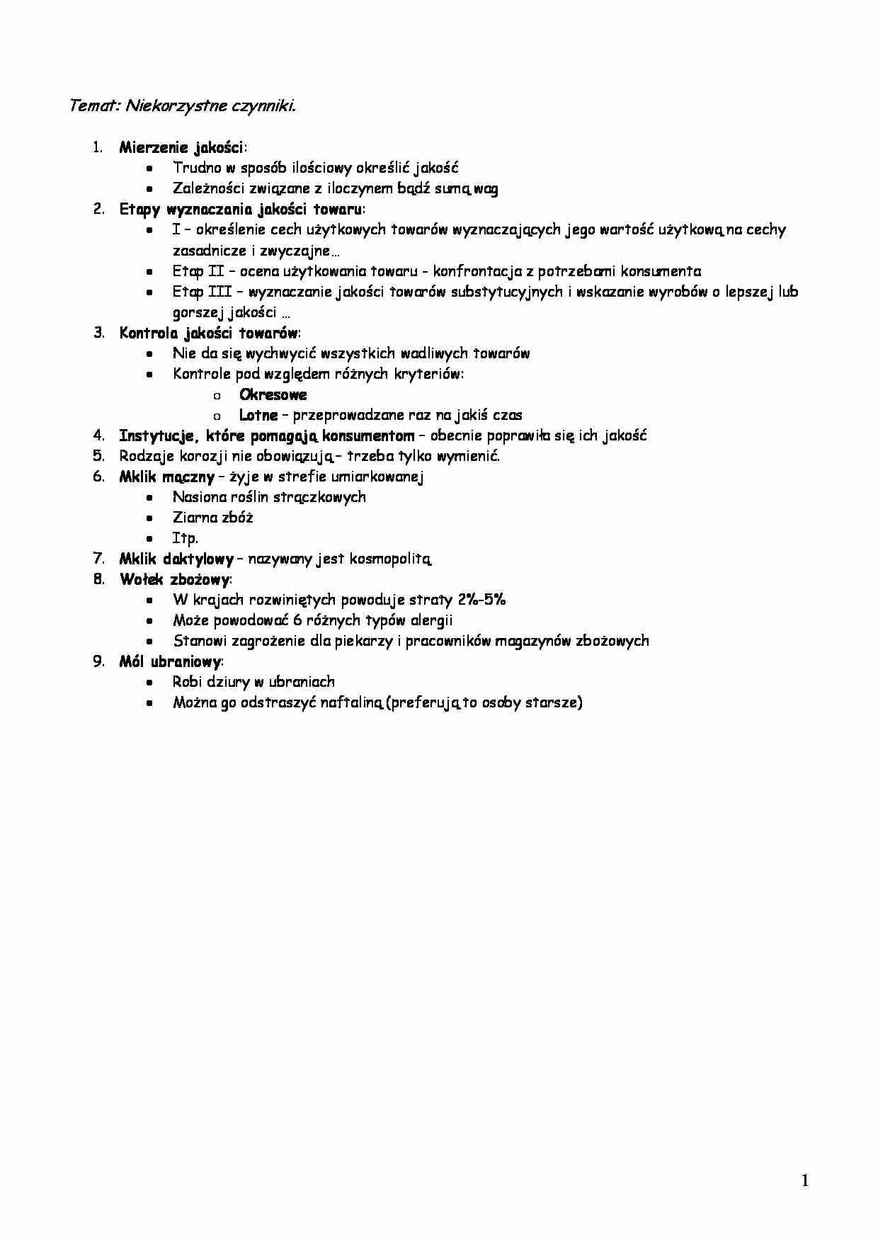 Towaroznastwo - niekorzystne czynniki - strona 1