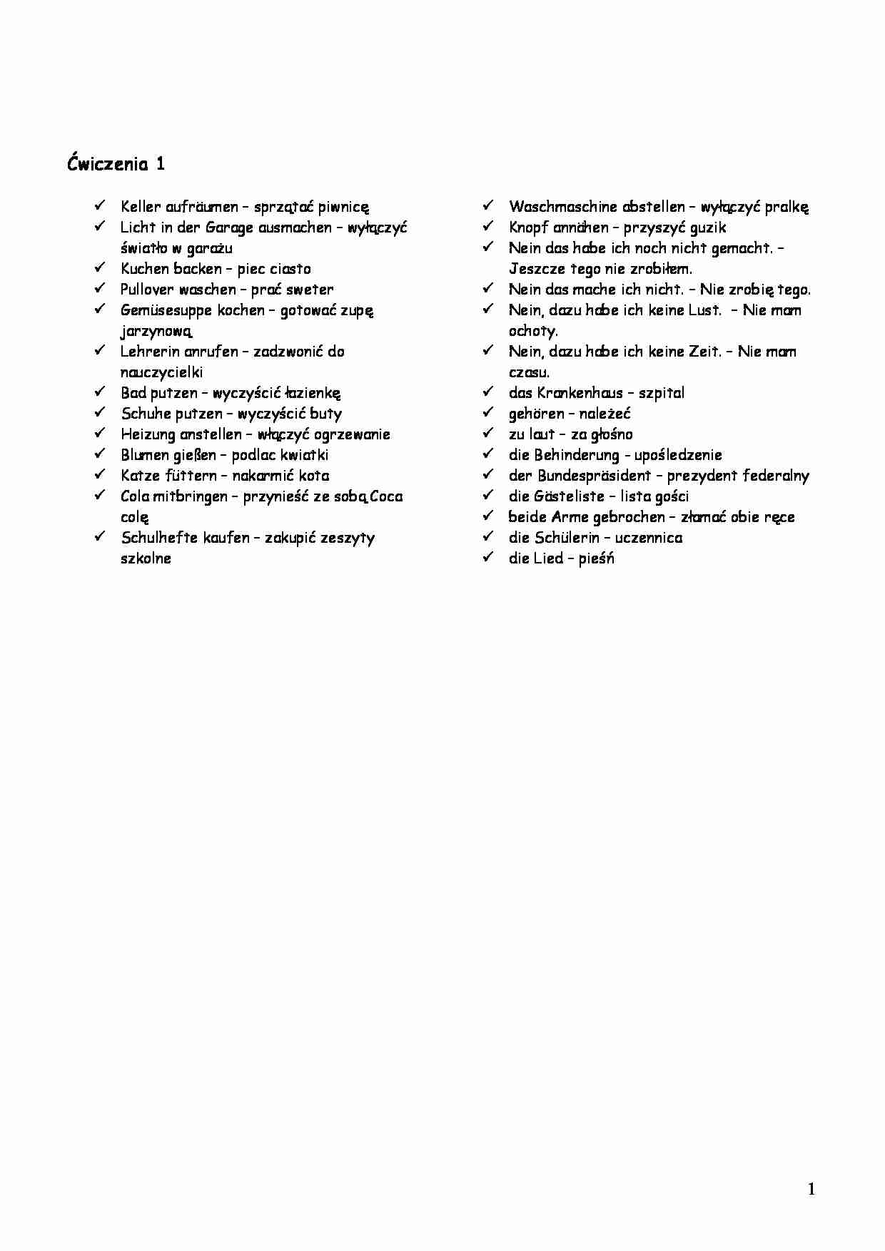 Niemiecki - Ćwiczenia 1 - strona 1