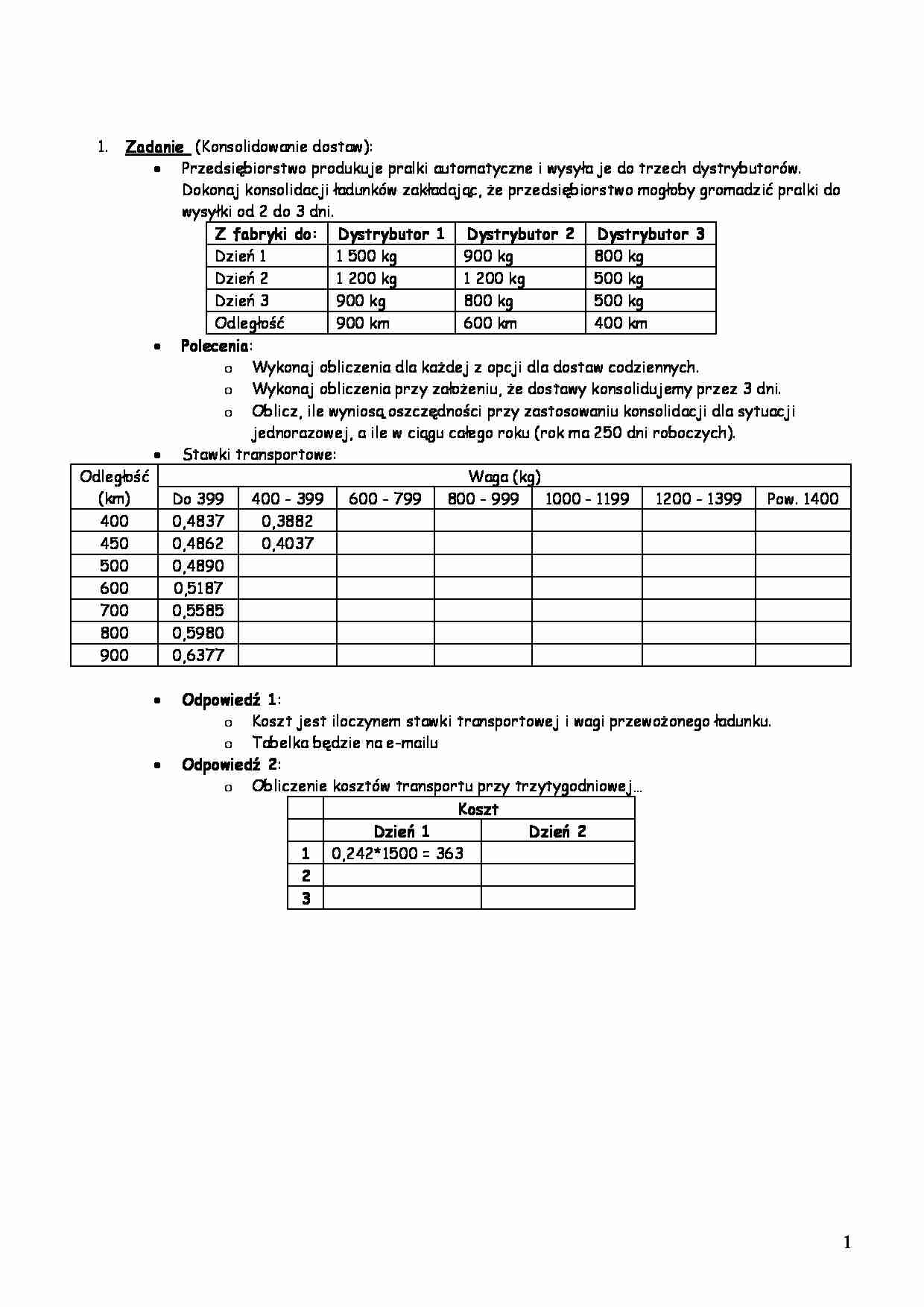 Zadanie konsolidowanie dostaw - strona 1