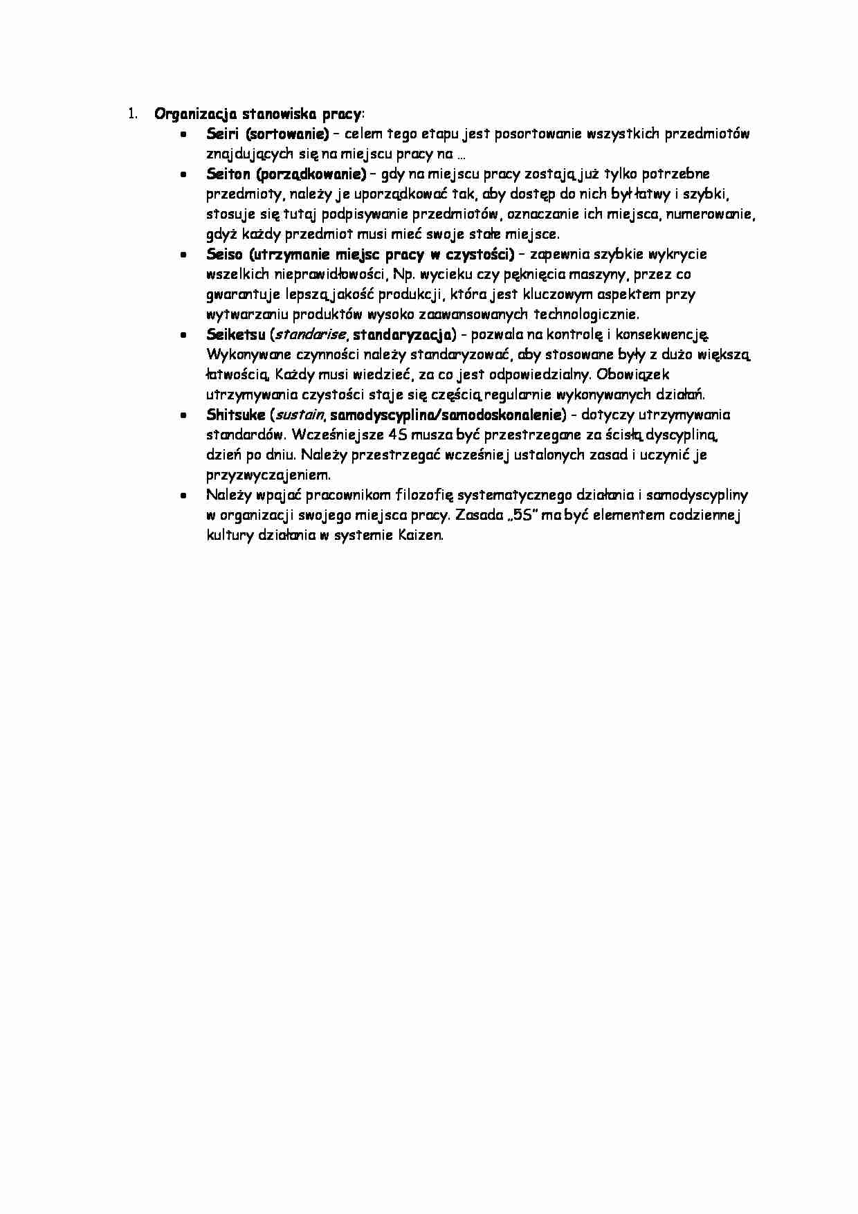 Organizacja stanowiska pracy - Seiri - strona 1