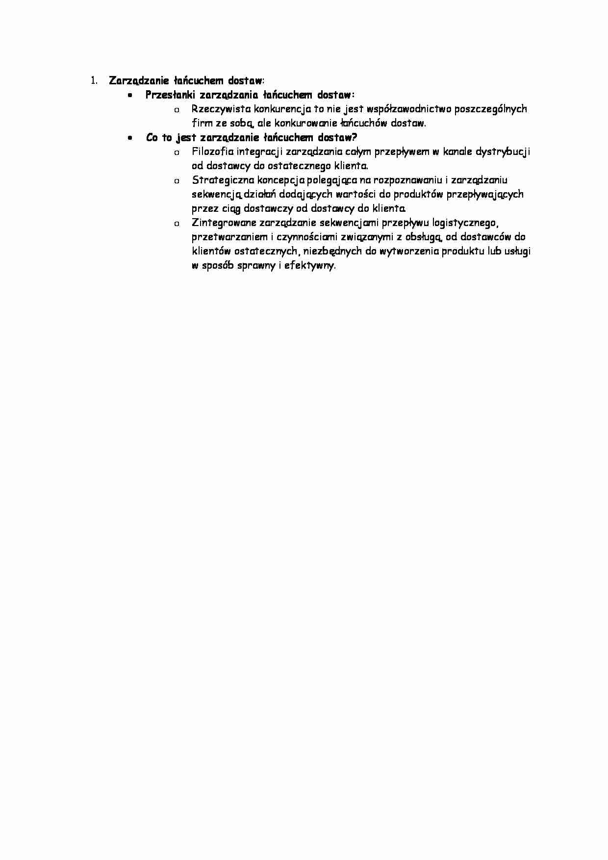 Zarządzanie łańcuchem dostaw - strona 1