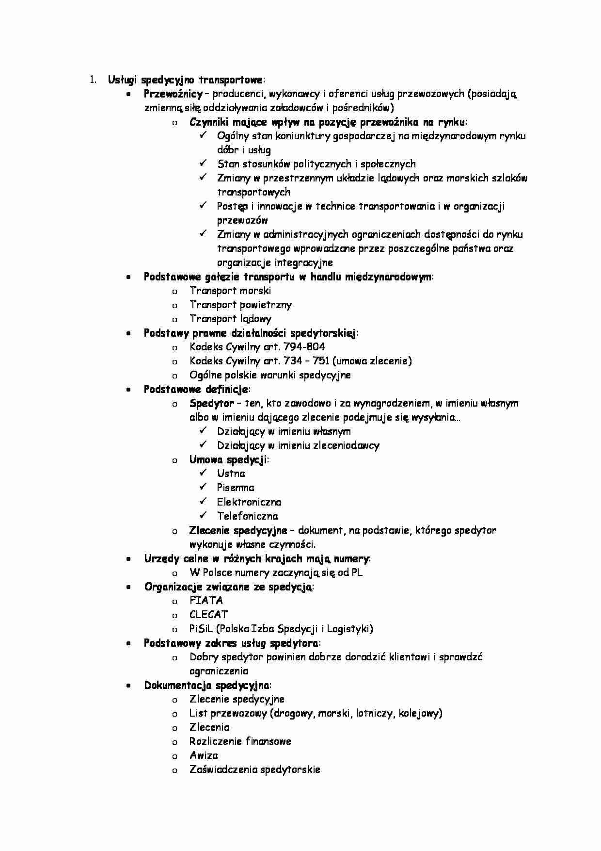 Usługi spedycyjno transportowe - strona 1