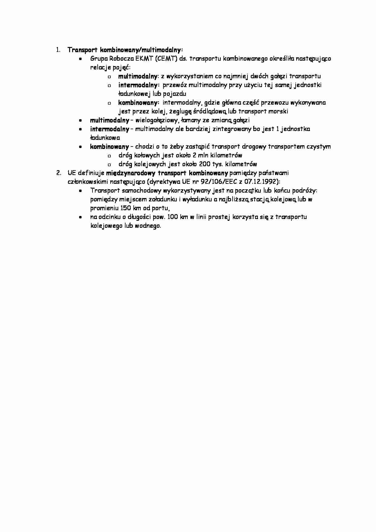 Ekonomika transportu - Transport kombinowany - strona 1