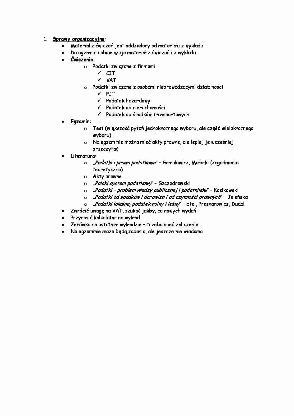 System podatkowy -sprawy organizacyjne - strona 1