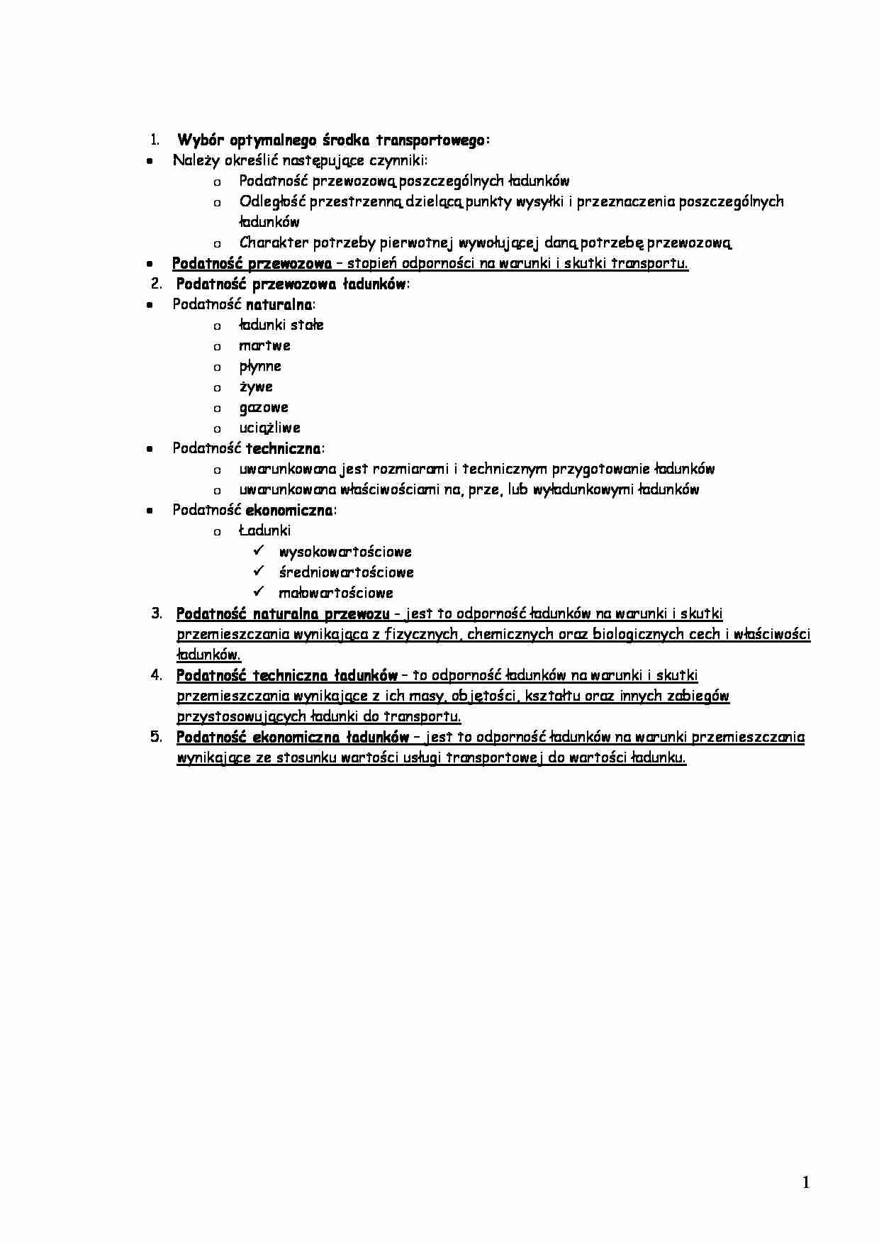 Wybór optymalnego środka transportowego  - strona 1