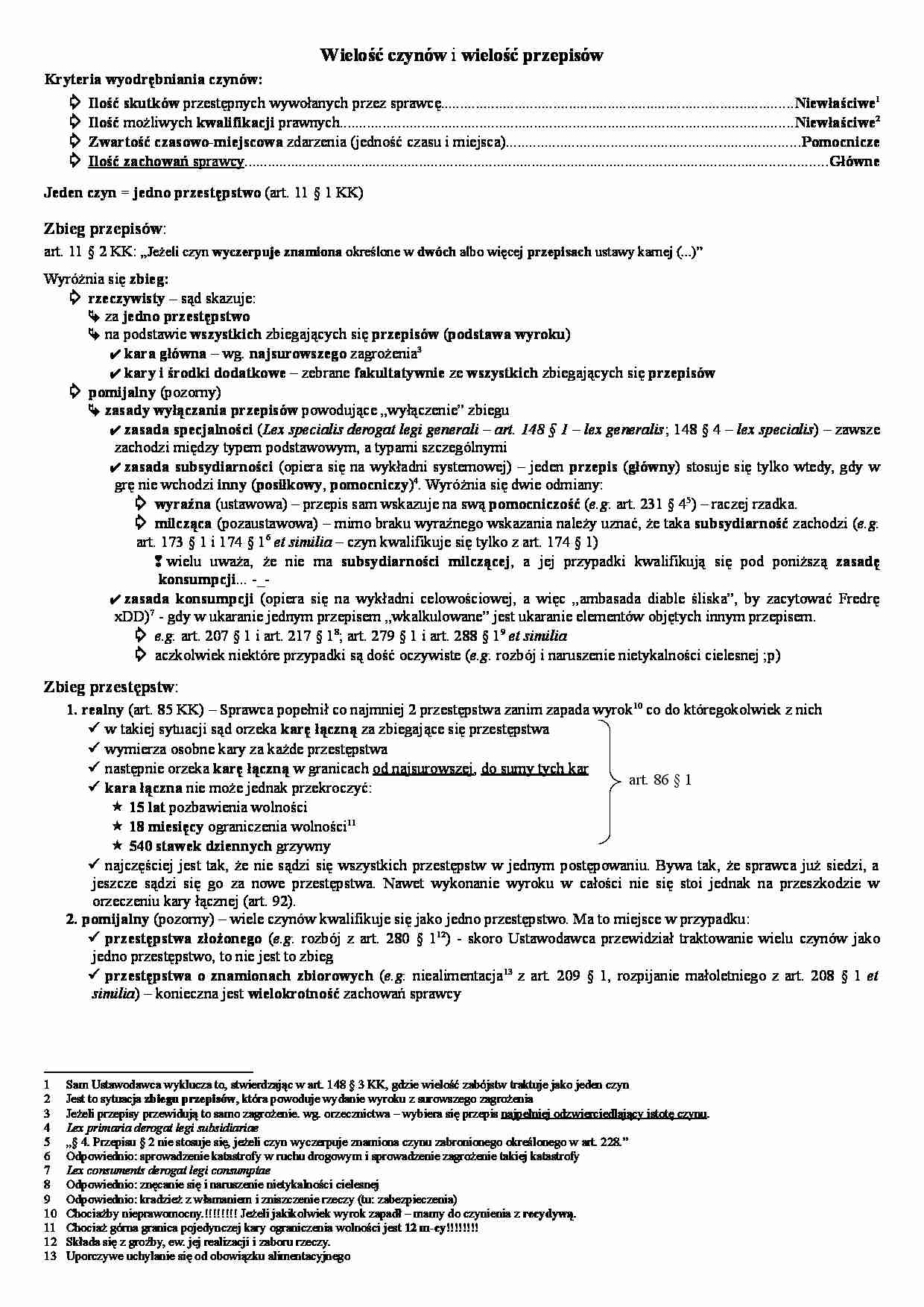 zbieg przestępstw i przepisów - Prawo - strona 1