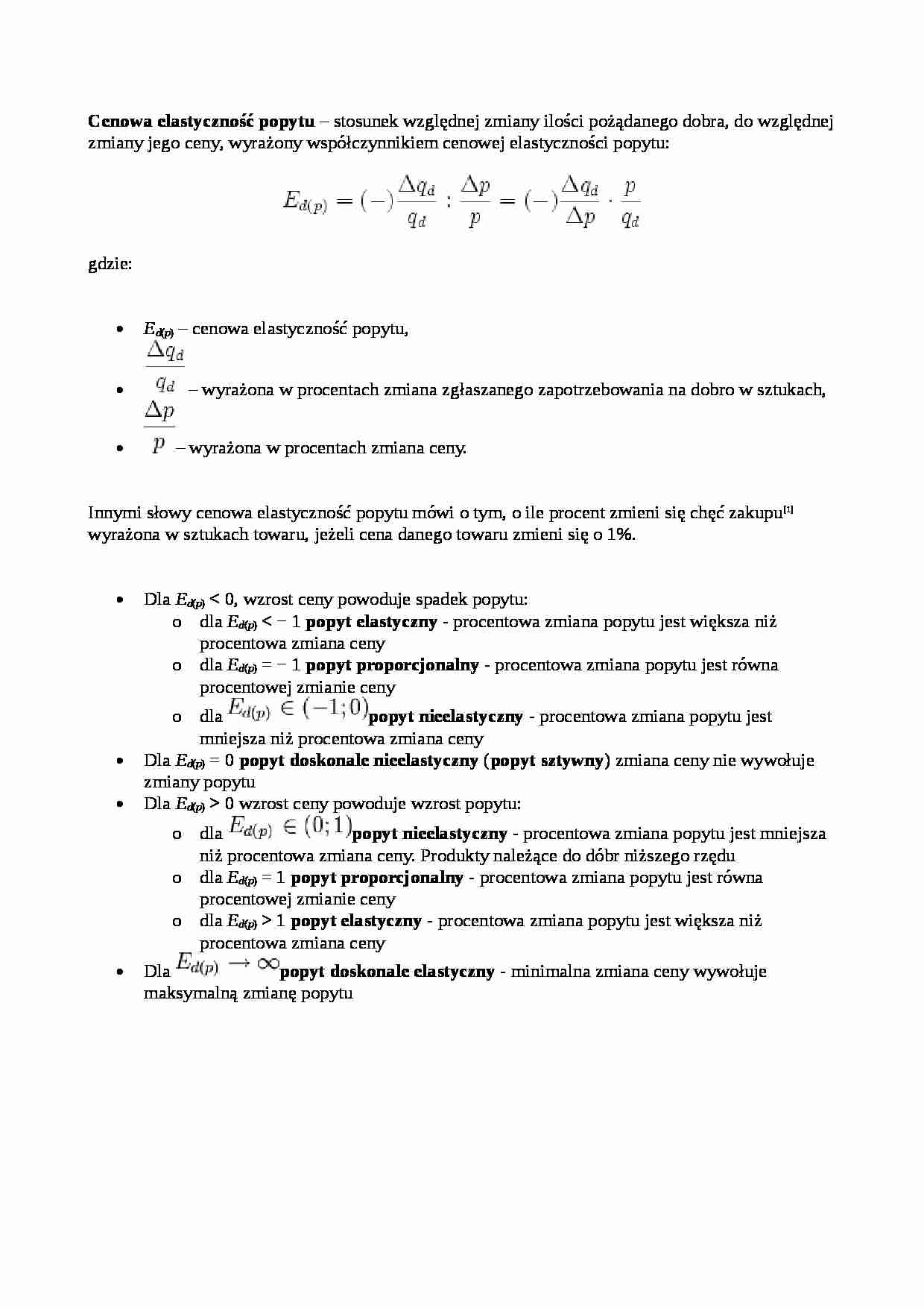 Cenowa elastyczność popytu - współczynnik - strona 1