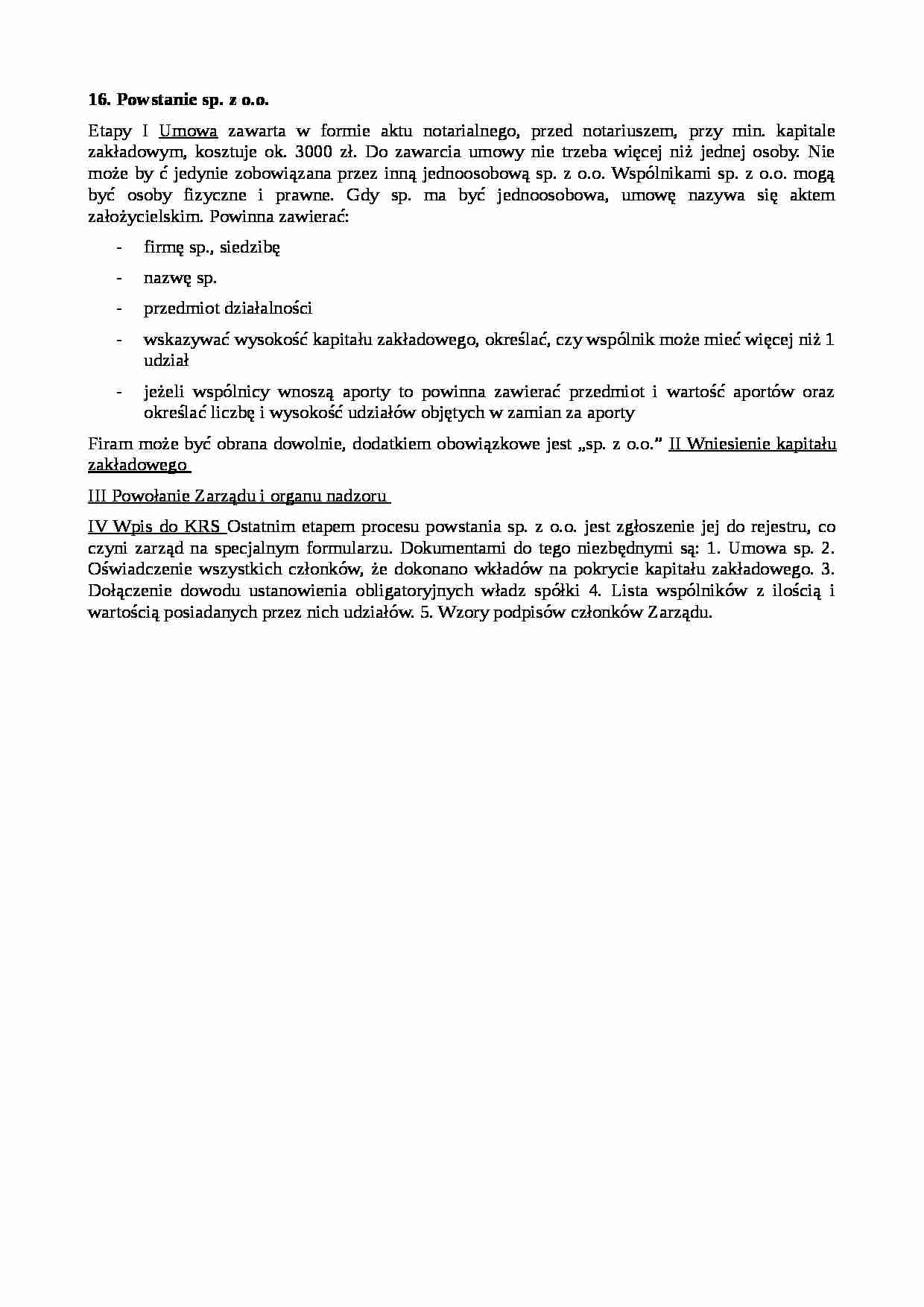 Powstanie spółki z o.o. - strona 1