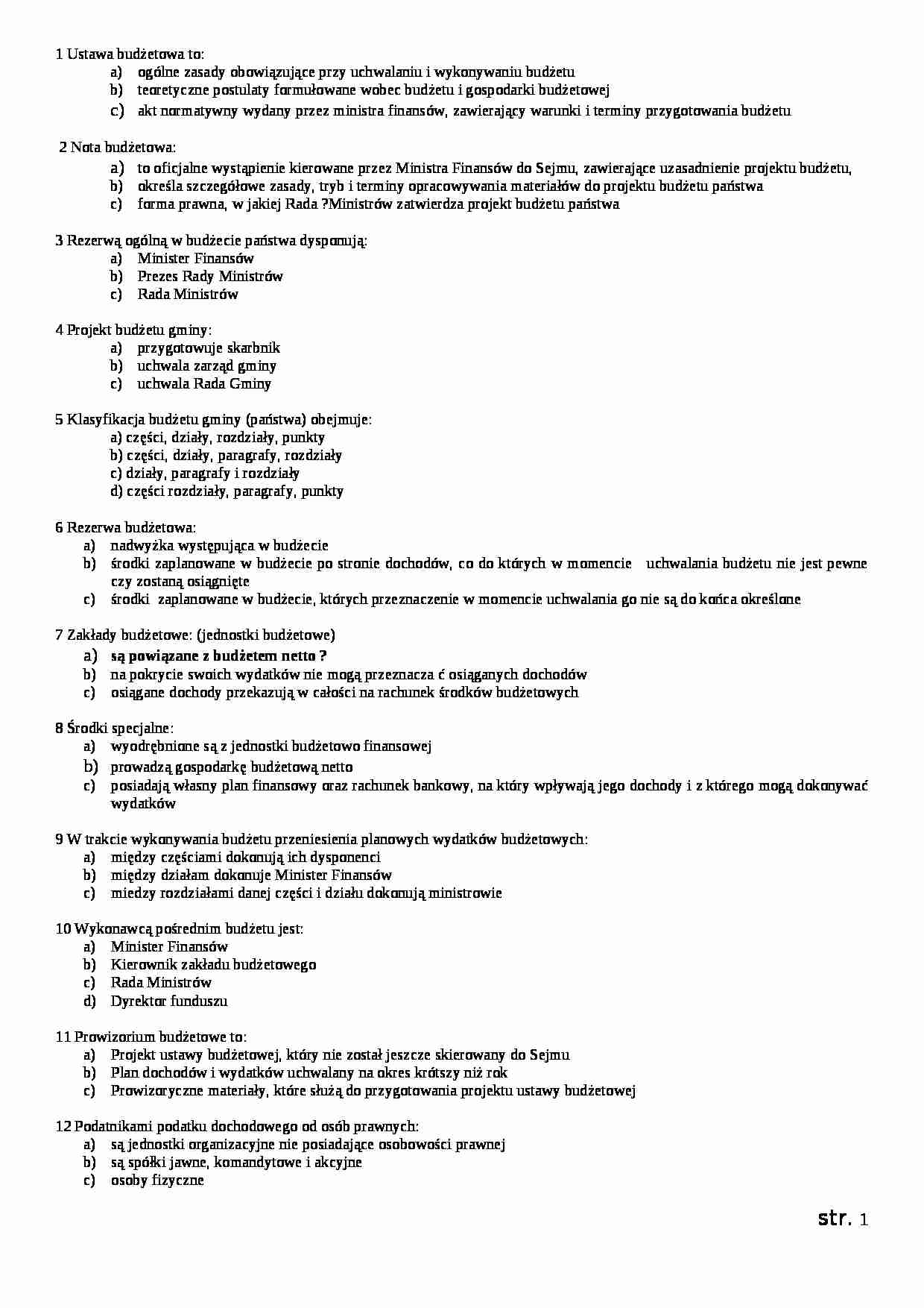 Prawo finansów - test - strona 1