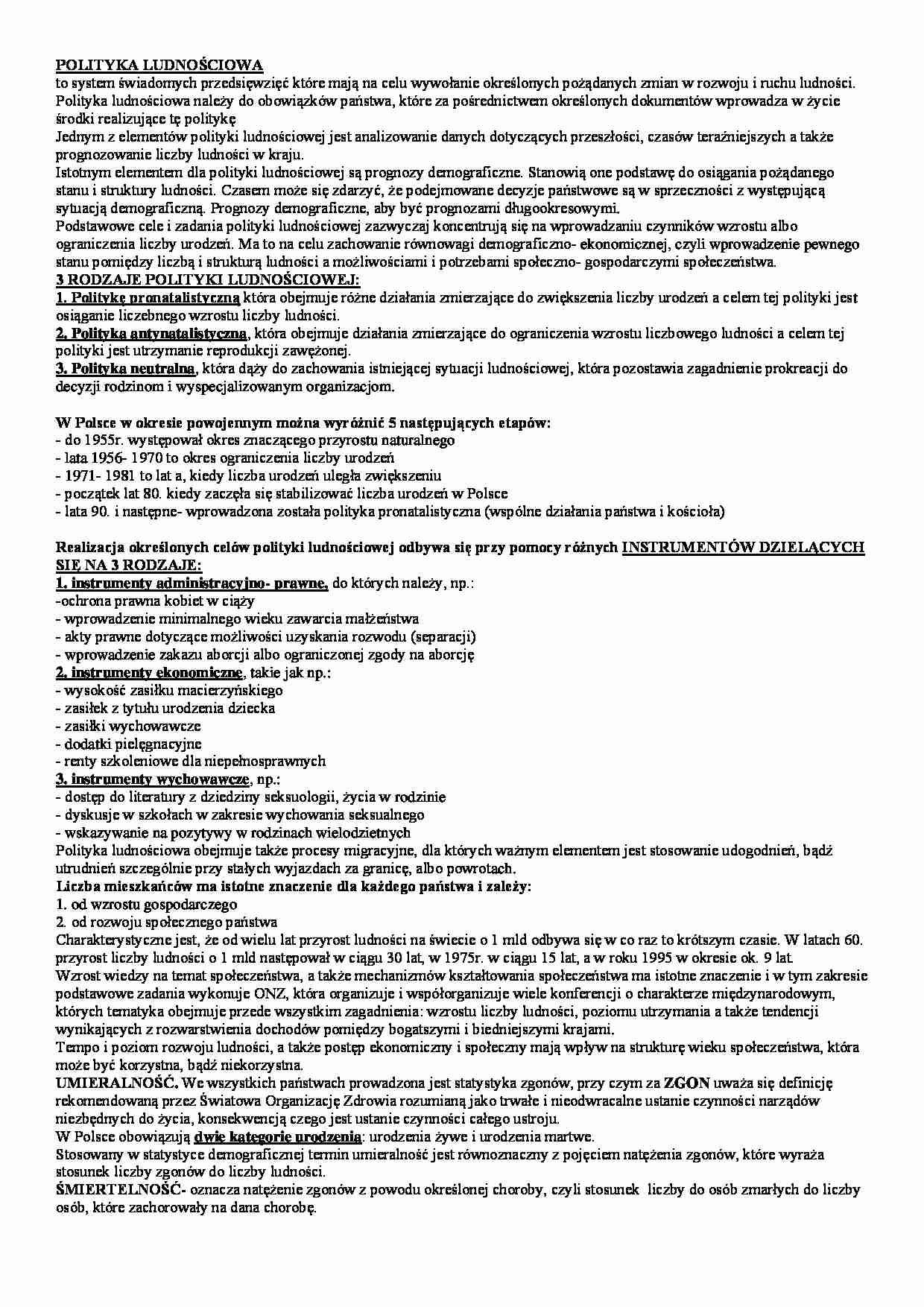 Polityka ludnościowa - strona 1
