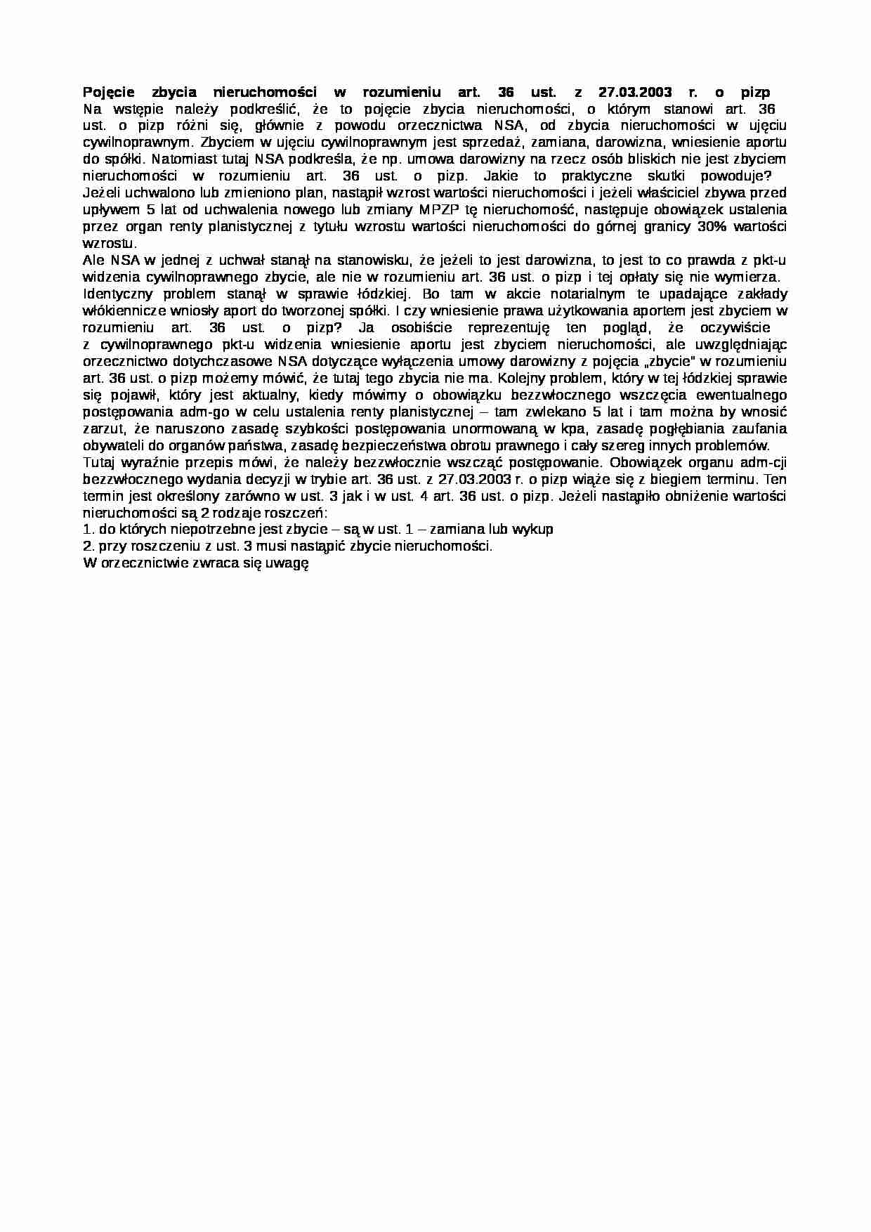 Pojęcie zbycia nieruchomości - strona 1