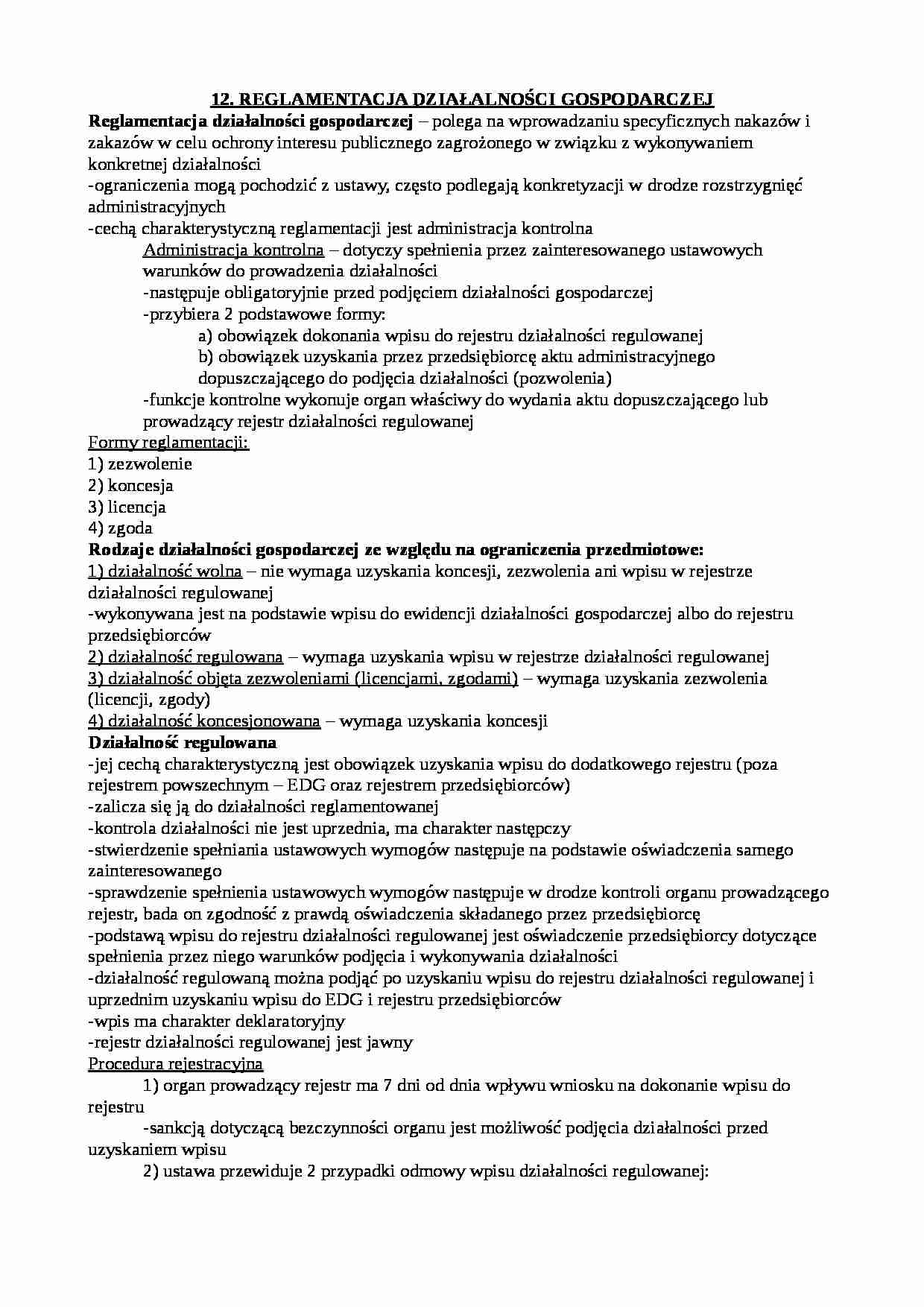 Reglamentacja działalności gospodarczej - strona 1