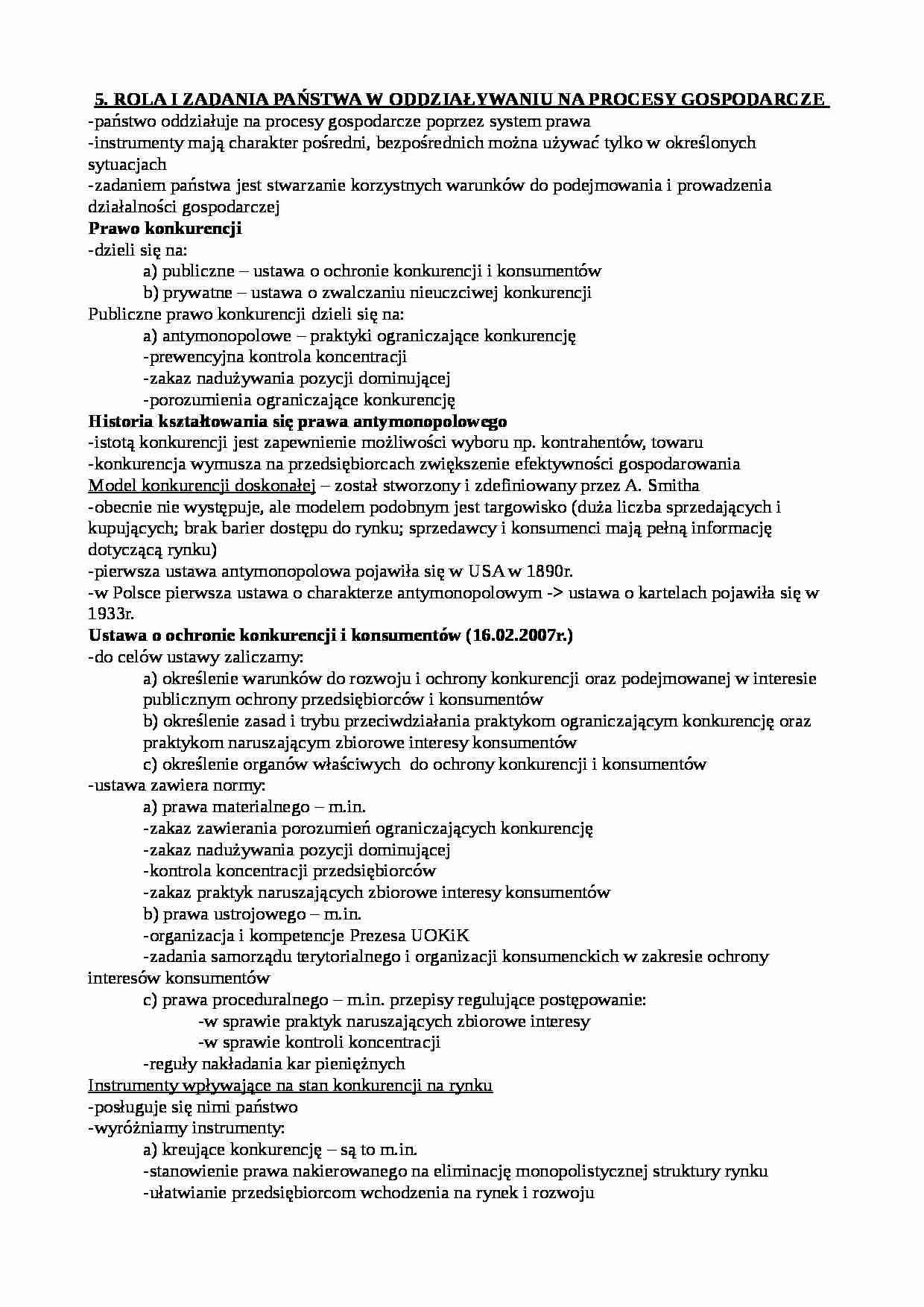 Oddziaływanie państwa na procesy gospodarcze - strona 1