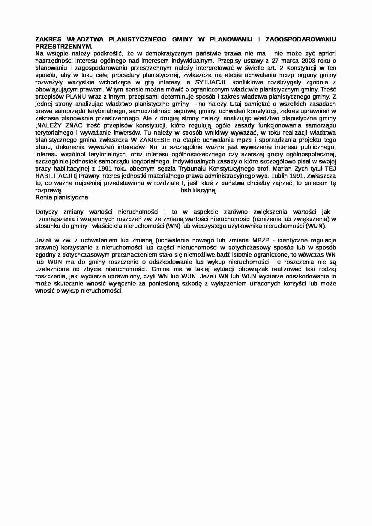 Zakres władztwa planistycznego gminy - strona 1