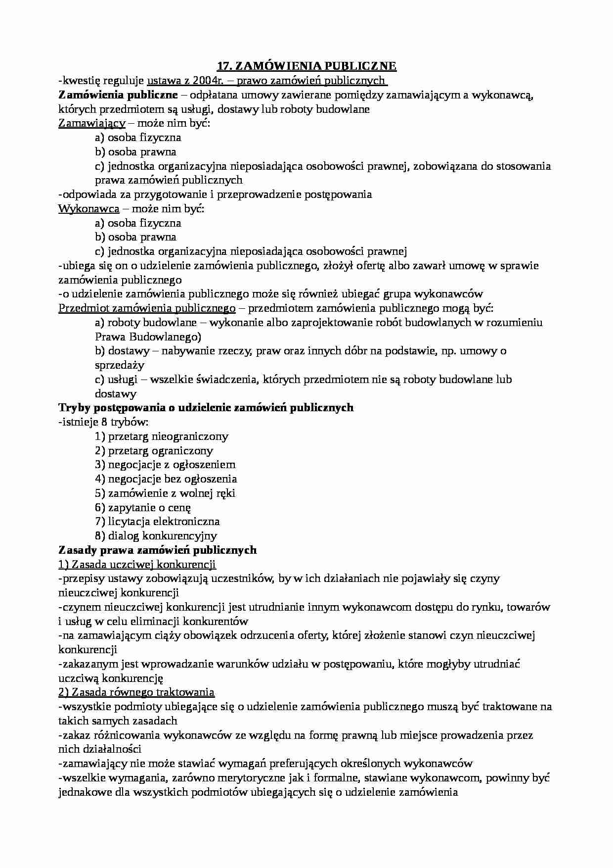 Zamówienia publiczne - defiincja - strona 1