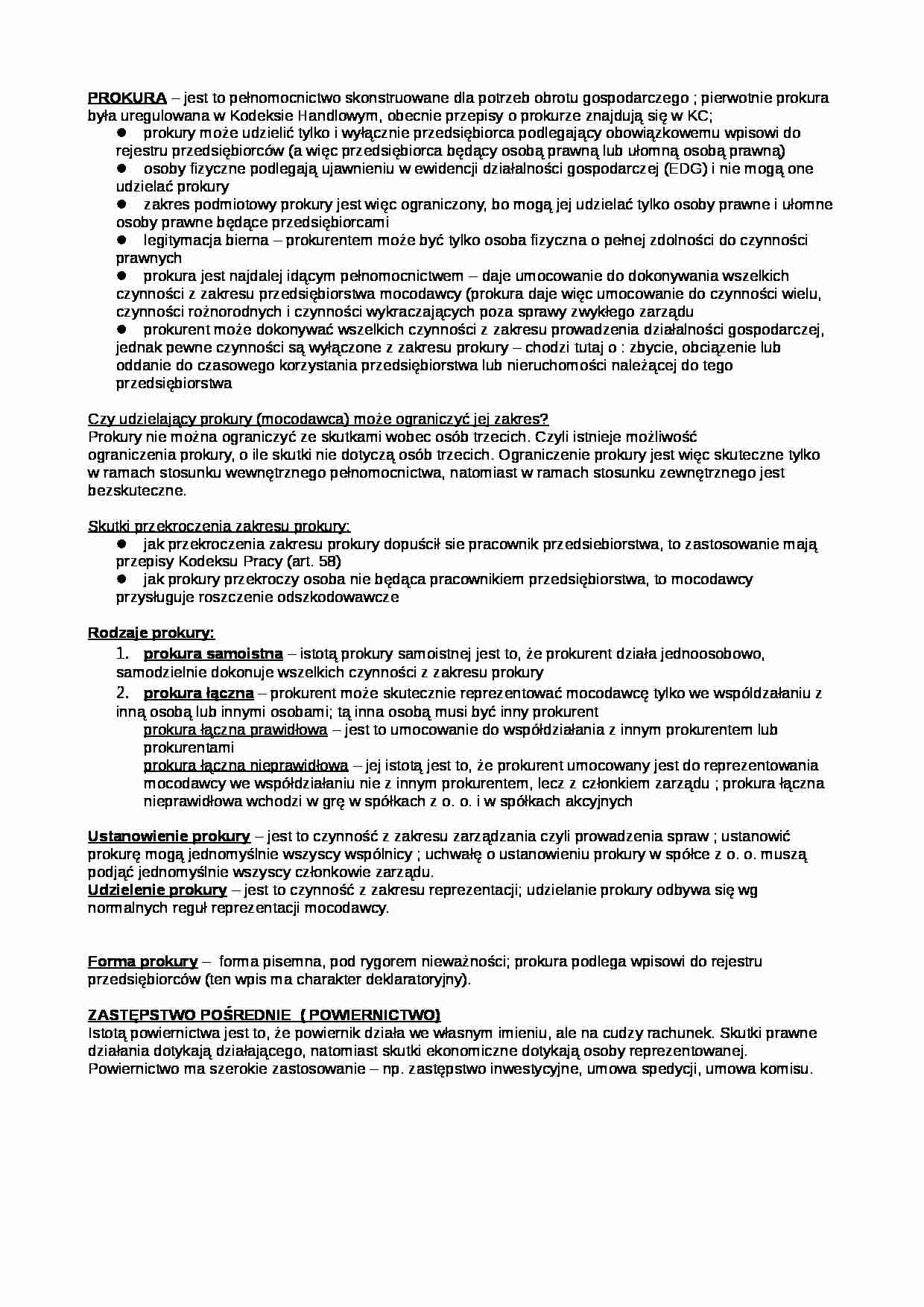 Prokura - ustanowienie i formy - strona 1