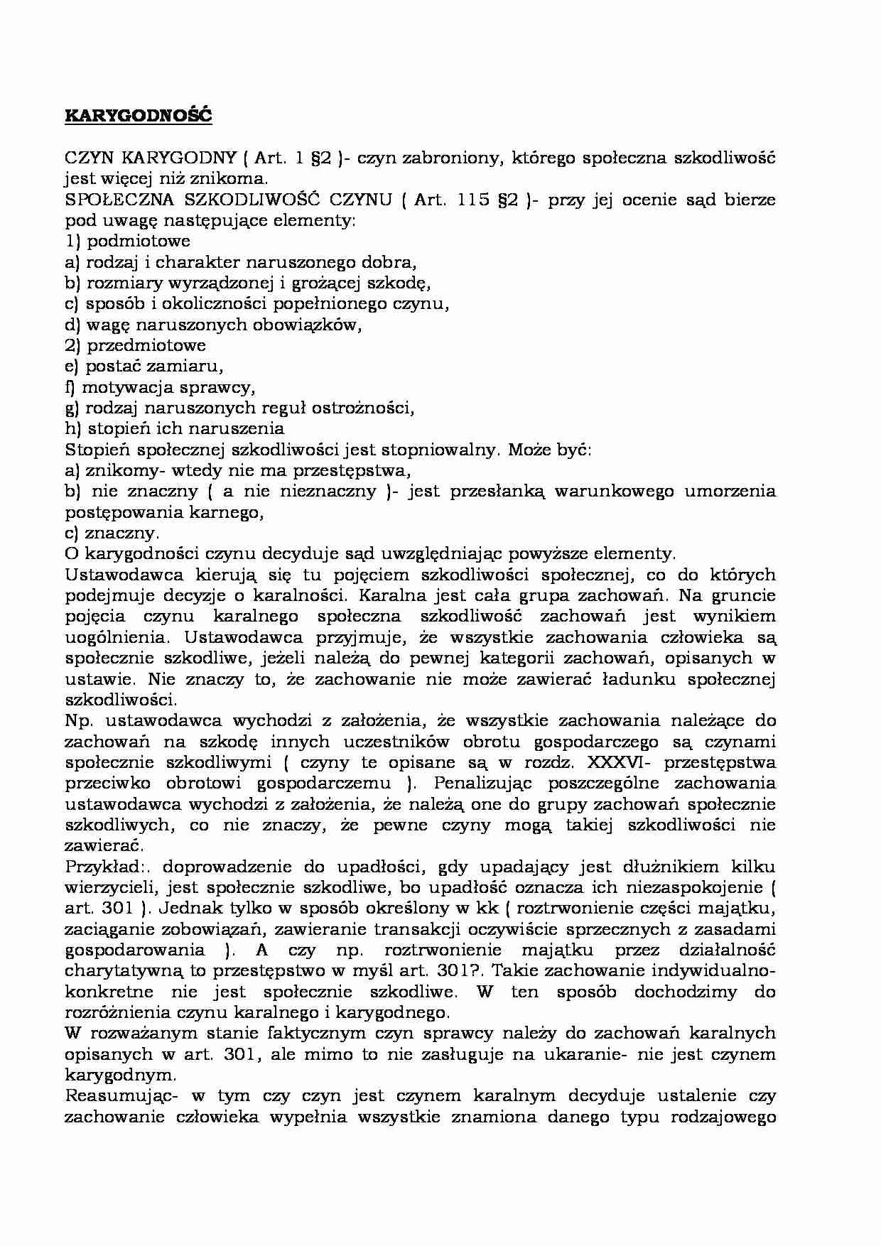 Karygodność i czyn karygodny - strona 1