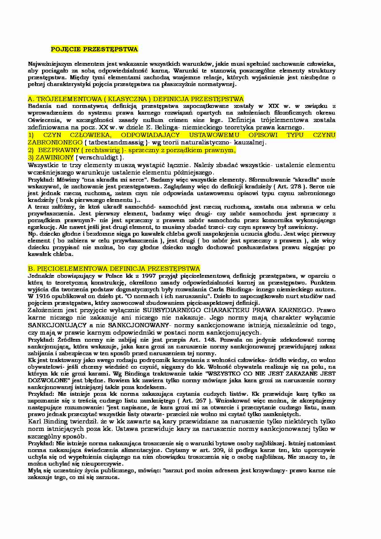 Przetępstwo - pojęcie i podział - strona 1