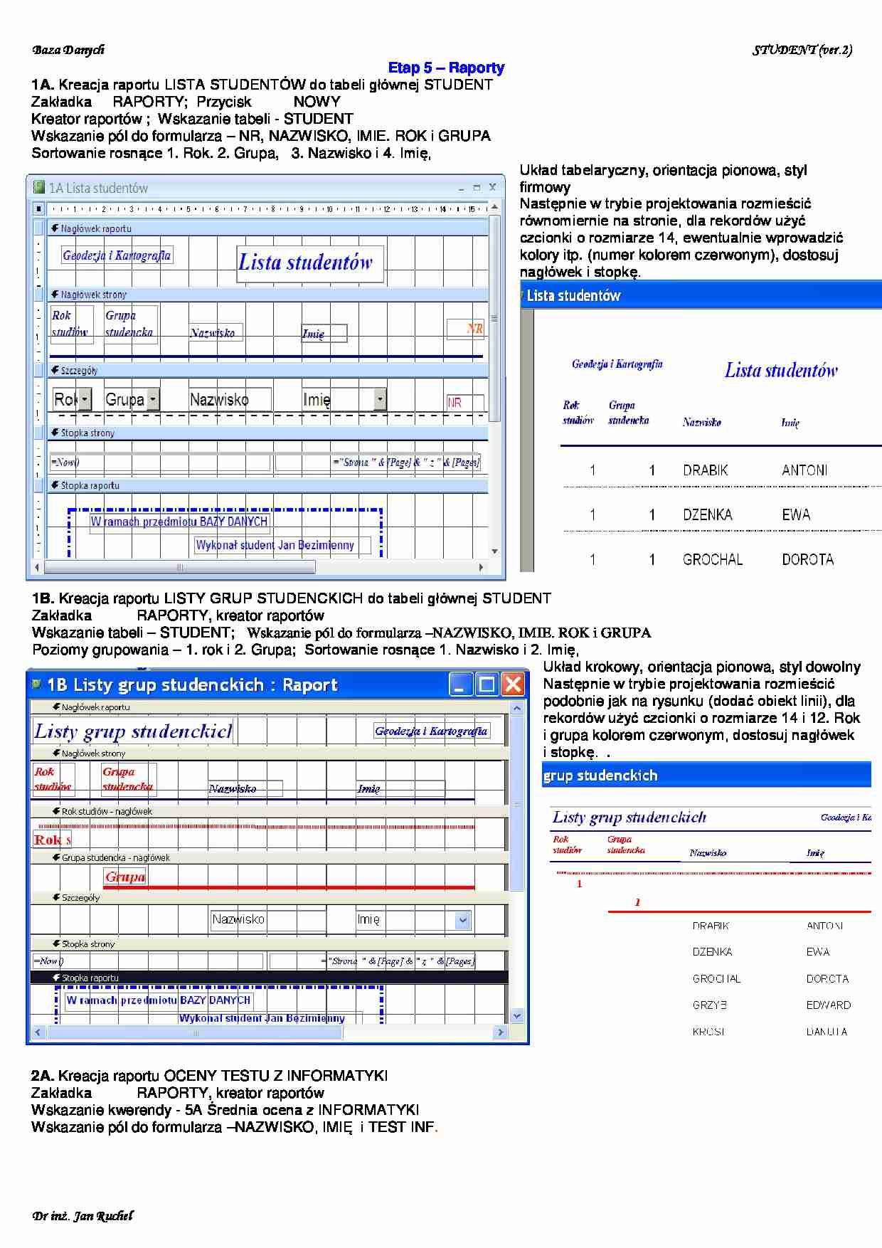 Baza danych - raporty - strona 1