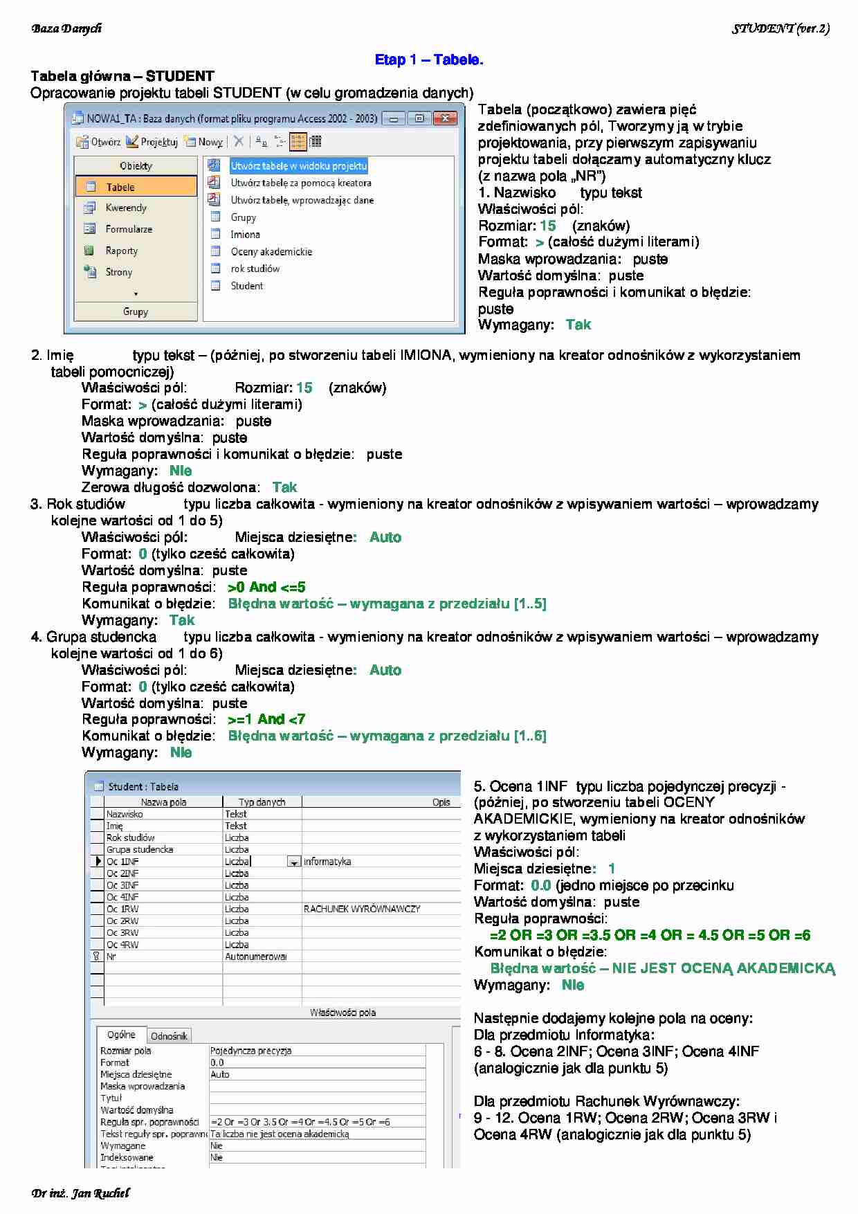 Tabela główna - student  - strona 1