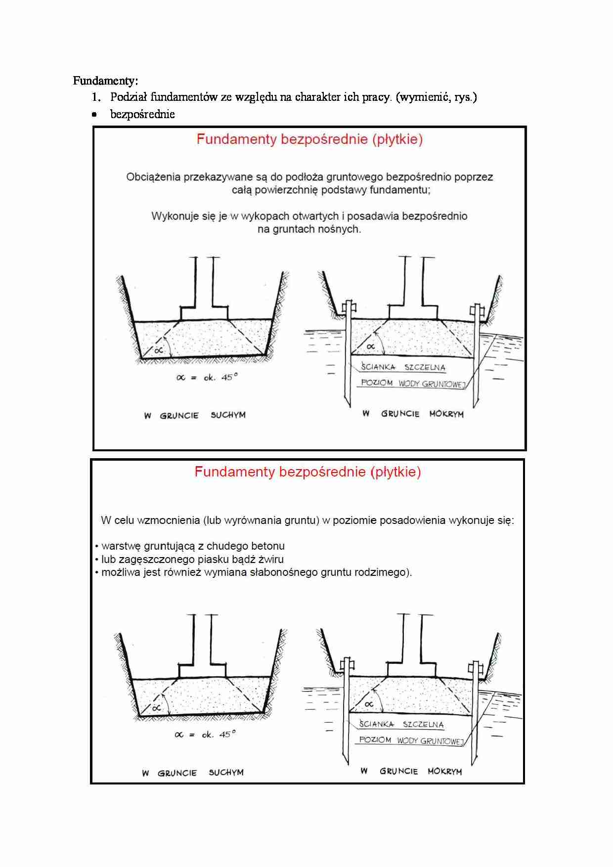 Budownictwo - pytania - podział fundamentów - strona 1