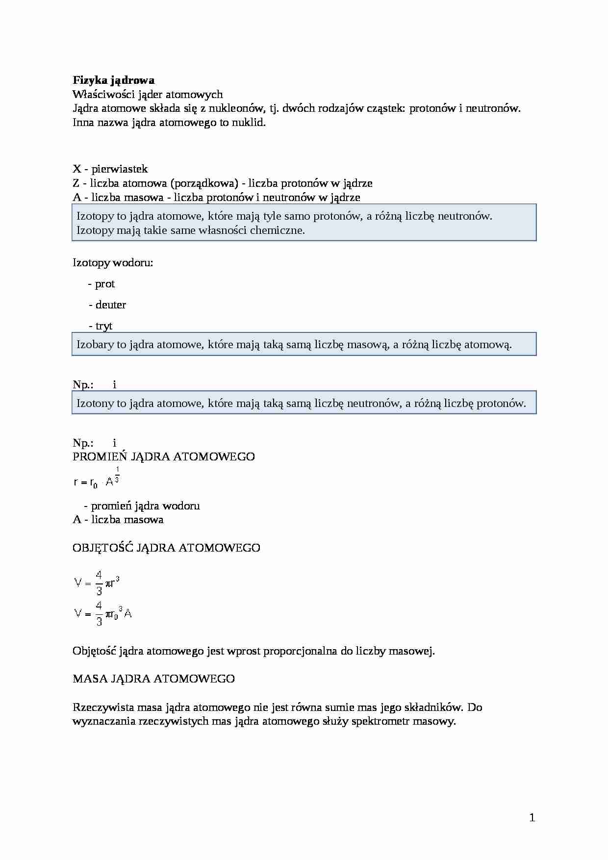 Fizyka jądrowa - Izotopy wodoru - strona 1