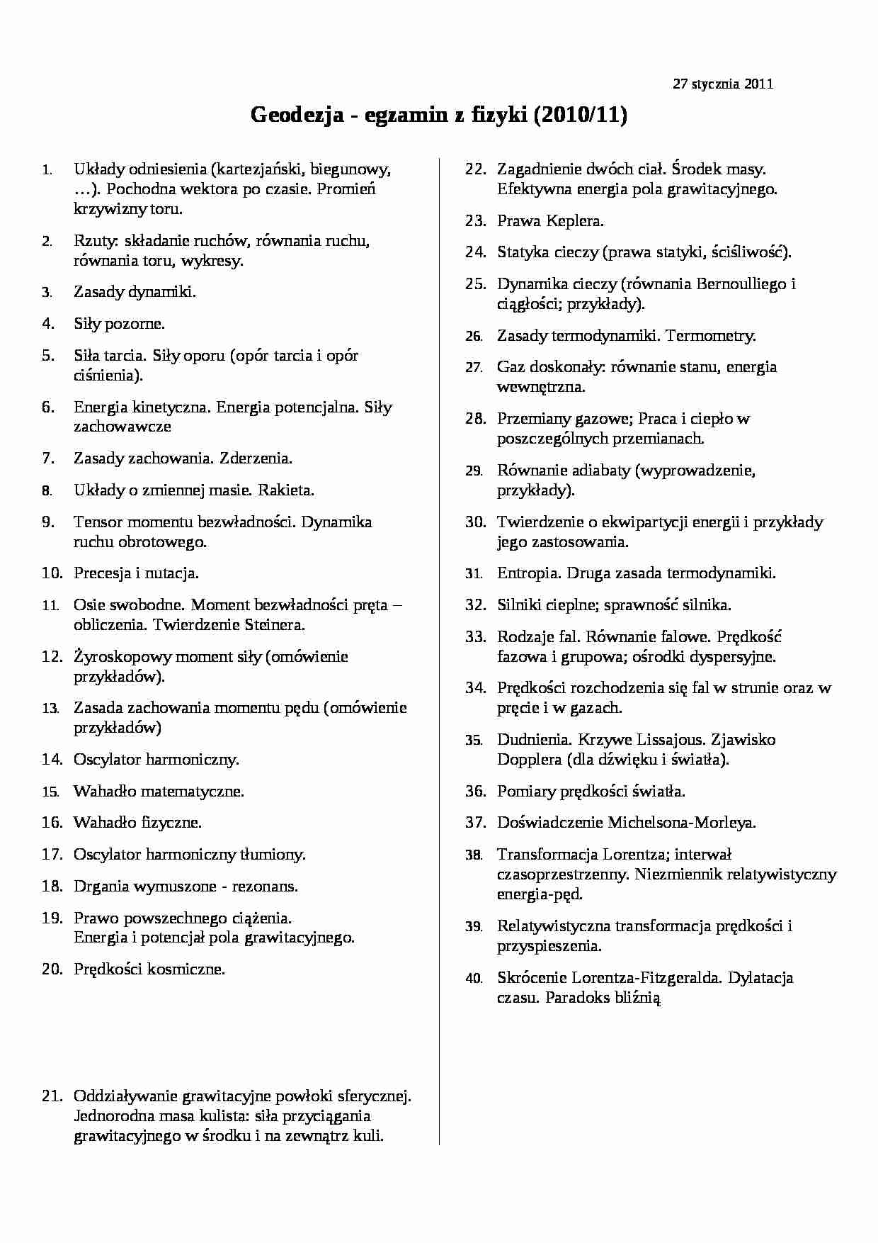 Geodezja - egzamin  - strona 1