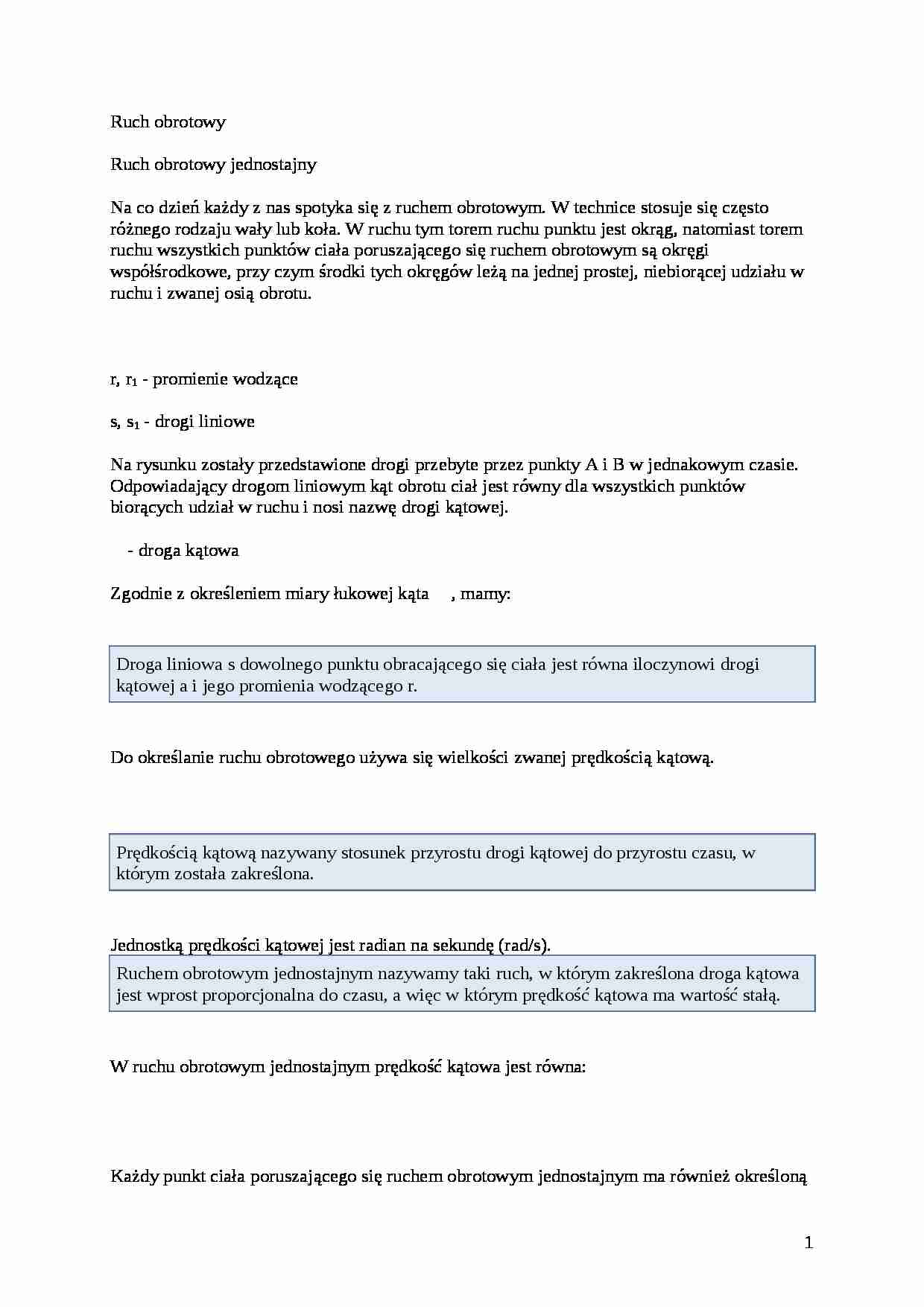 Ruch obrotowy - jednostajnie zmienny, stały - strona 1