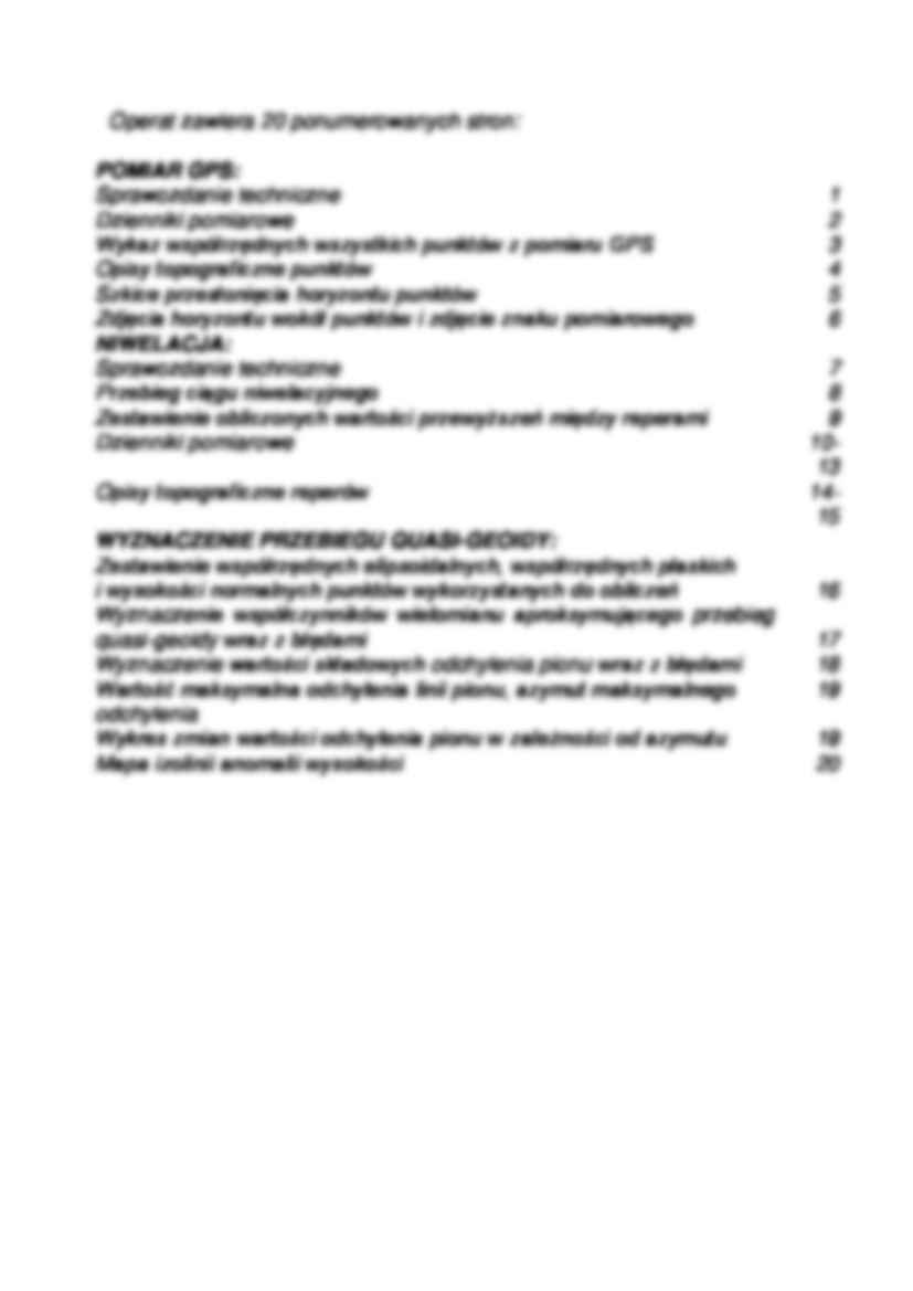 Integracja geodezyjnych pomiarów niwelacyjnych i GPS w celu wyznaczenia przebiegu lokalnej quasi-geoidy i składowych odchylenia linii pionu - strona 2