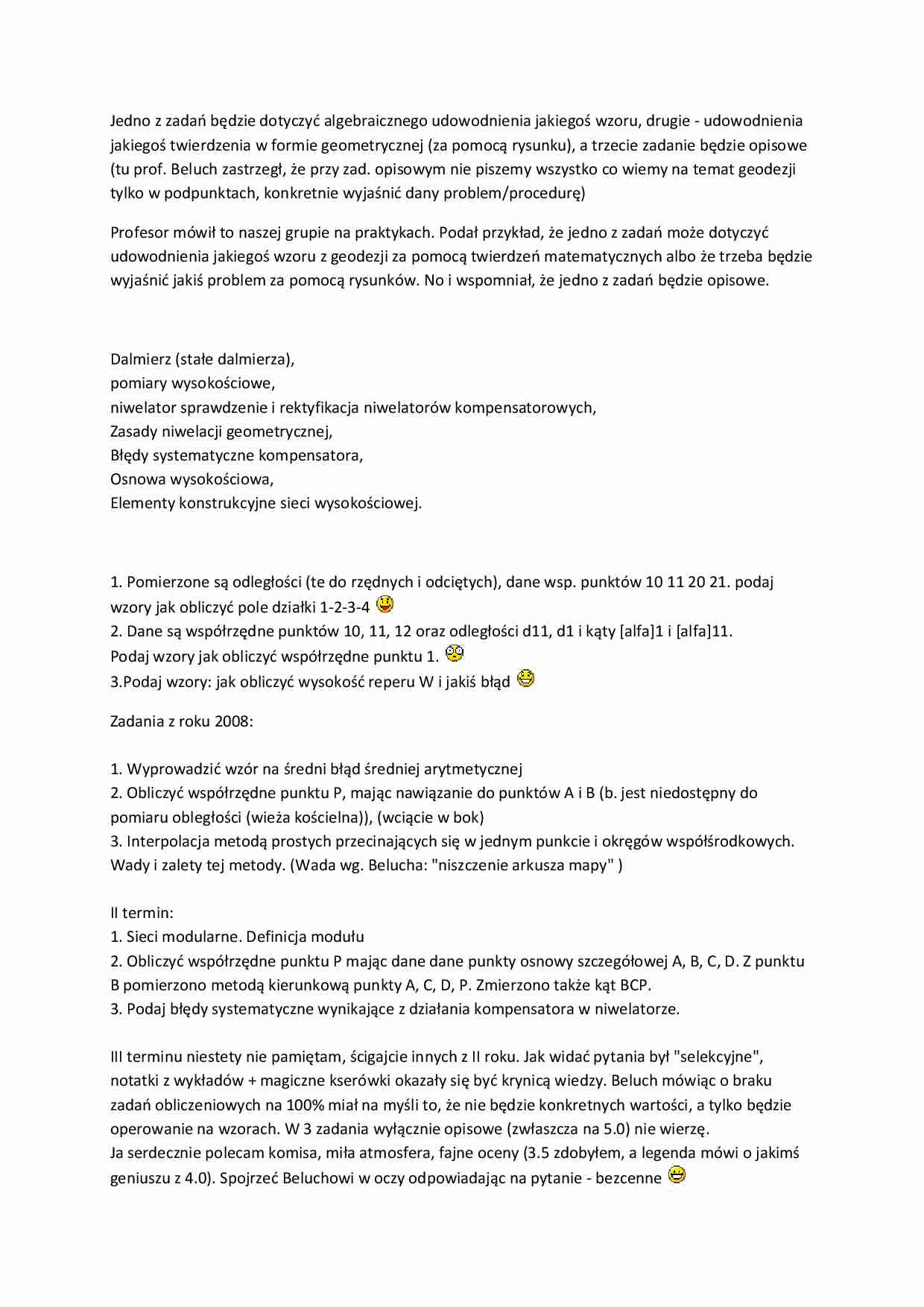 Geodezja - egzamin  - strona 1