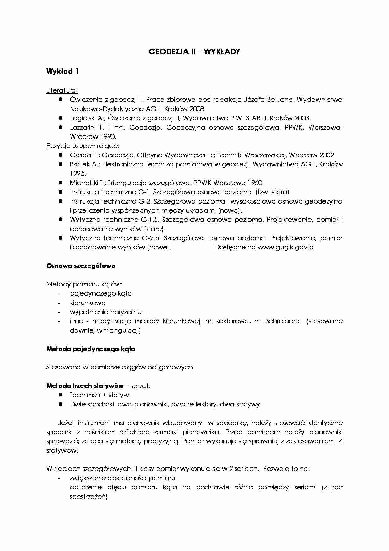 Geodezja - opracowanie i wzory - strona 1