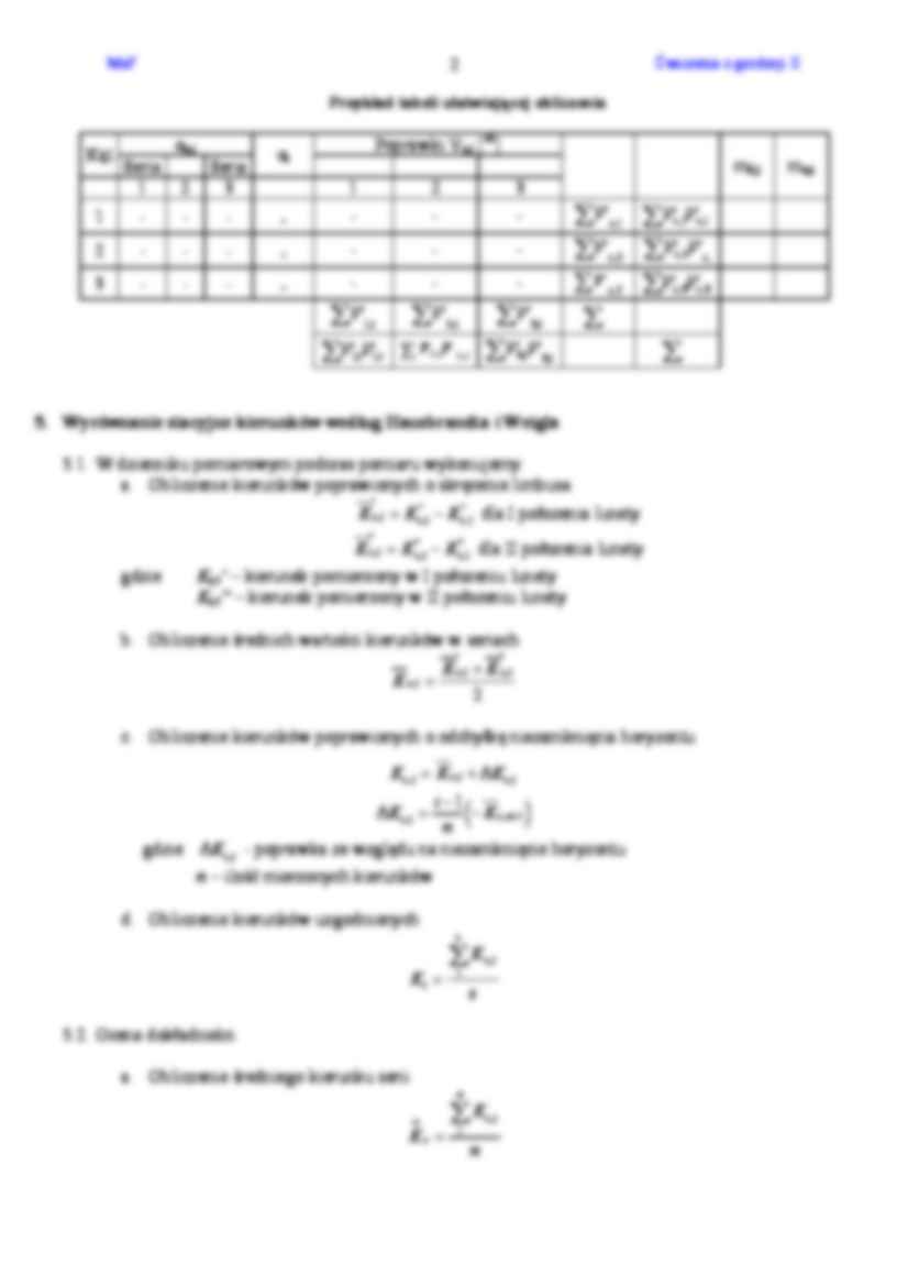 Opracowanie wyników pomiarów kątów i kierunków wraz z oceną dokładności  - strona 2