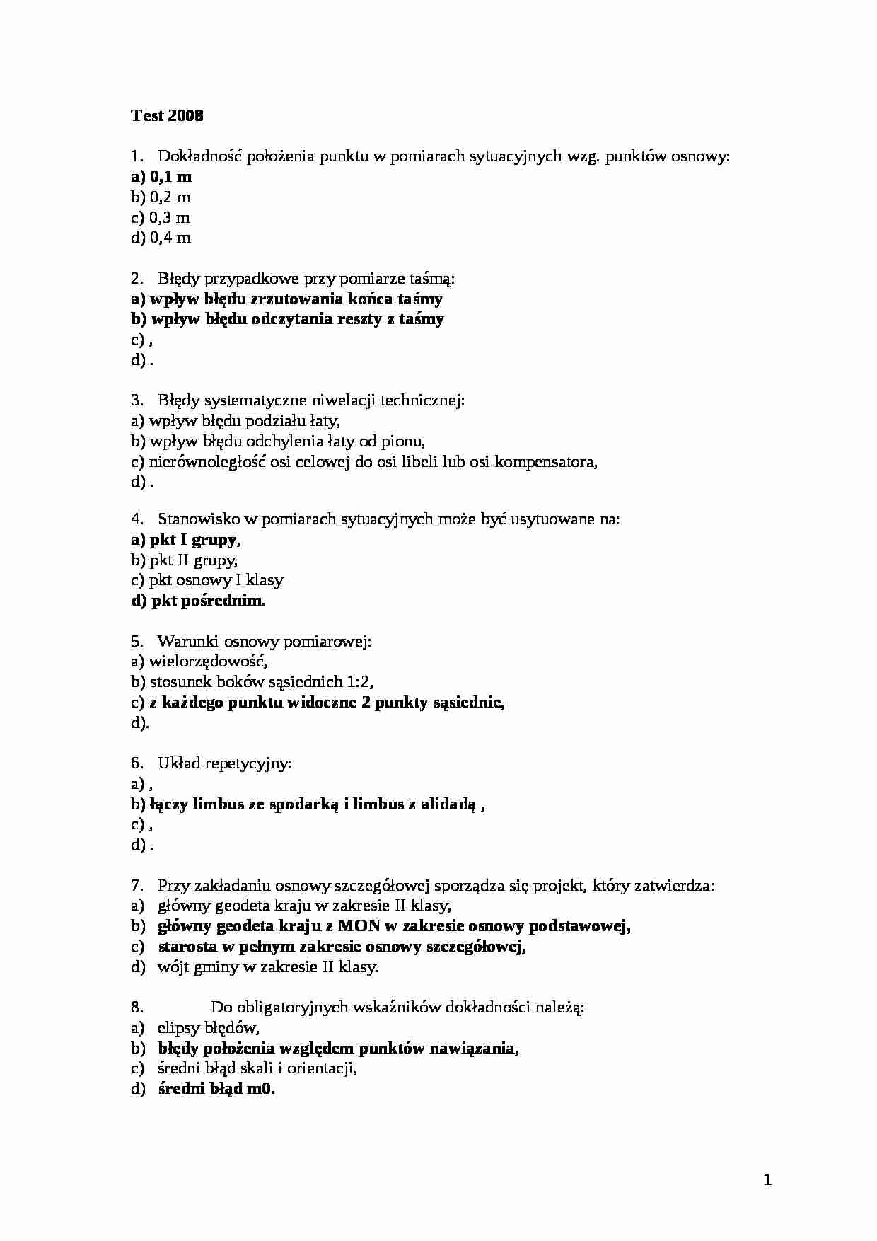 Geodezja - test - strona 1