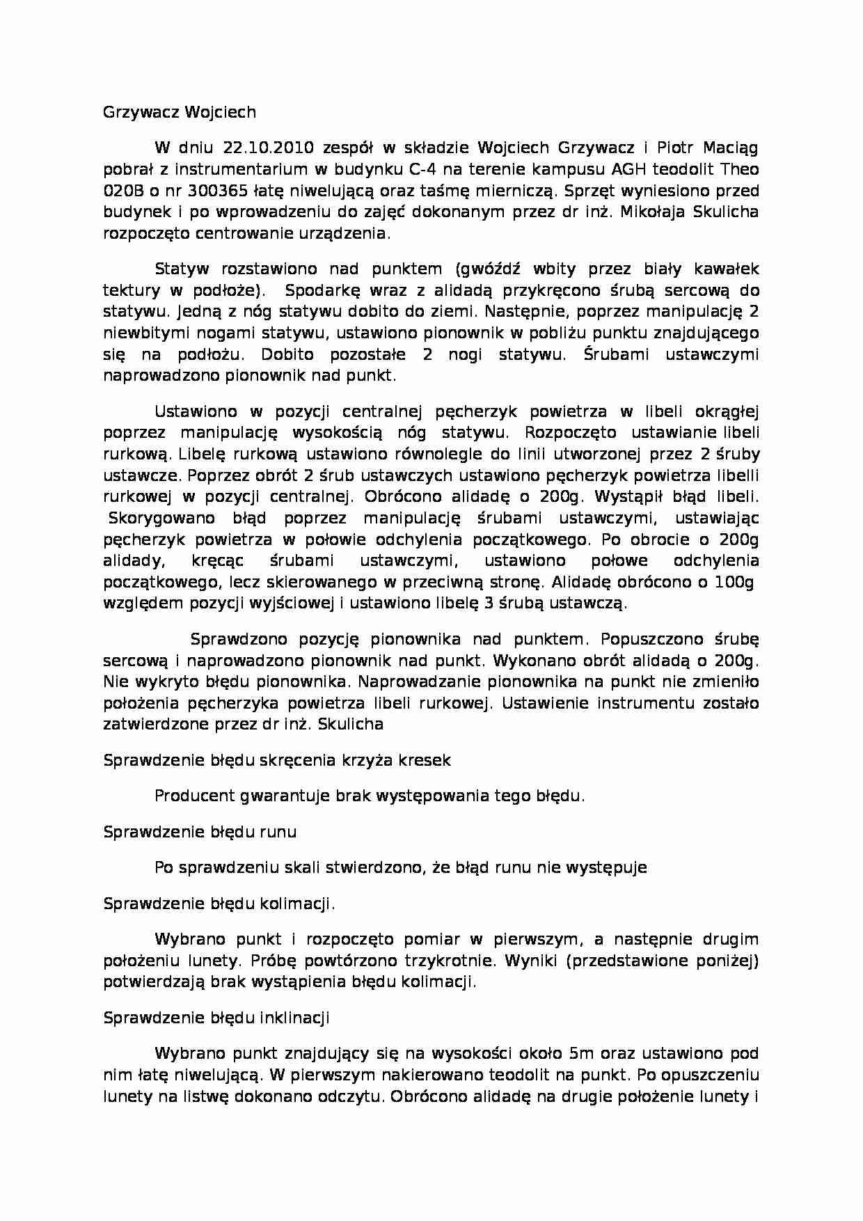 Sprawozdanie - Teodolit - strona 1