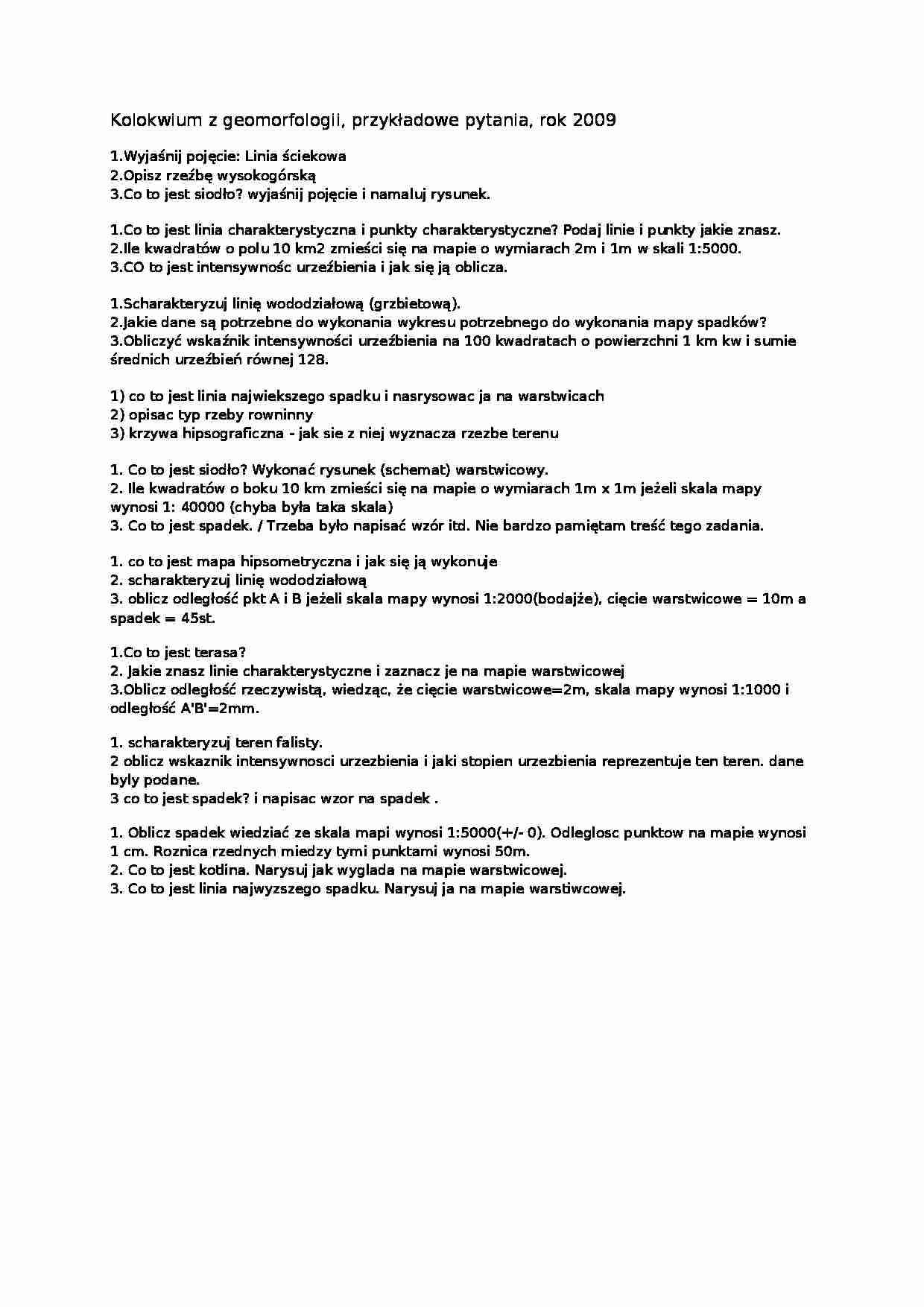 Geomorfologia - kolokwium  - strona 1